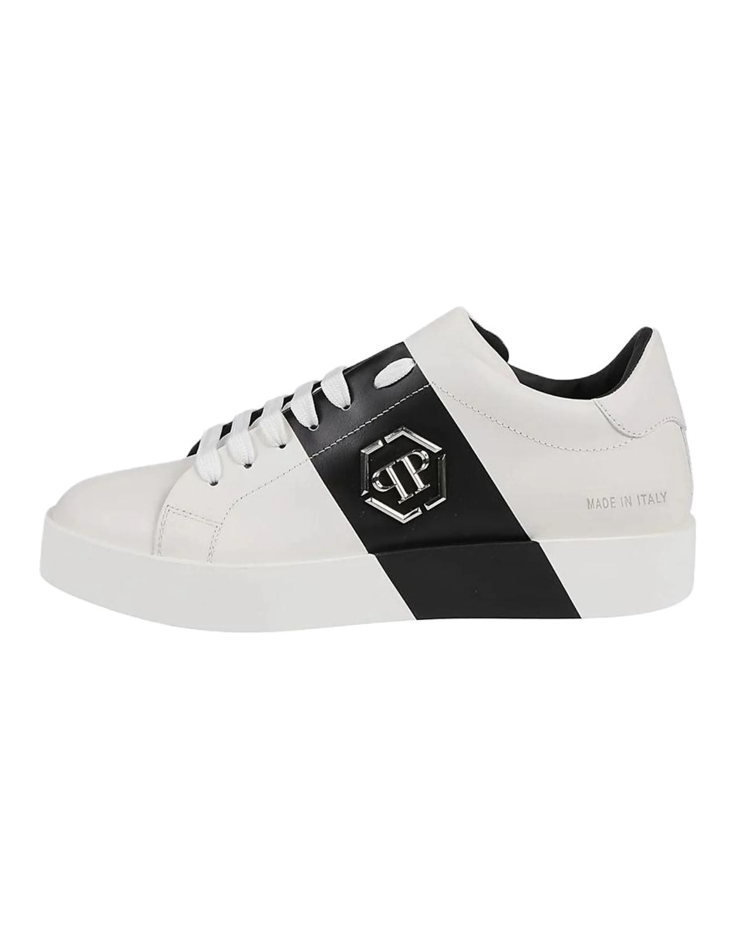 PHILIPP PLEIN Hexagon Fashion Round Toe Low-Top Sneakers Men's White