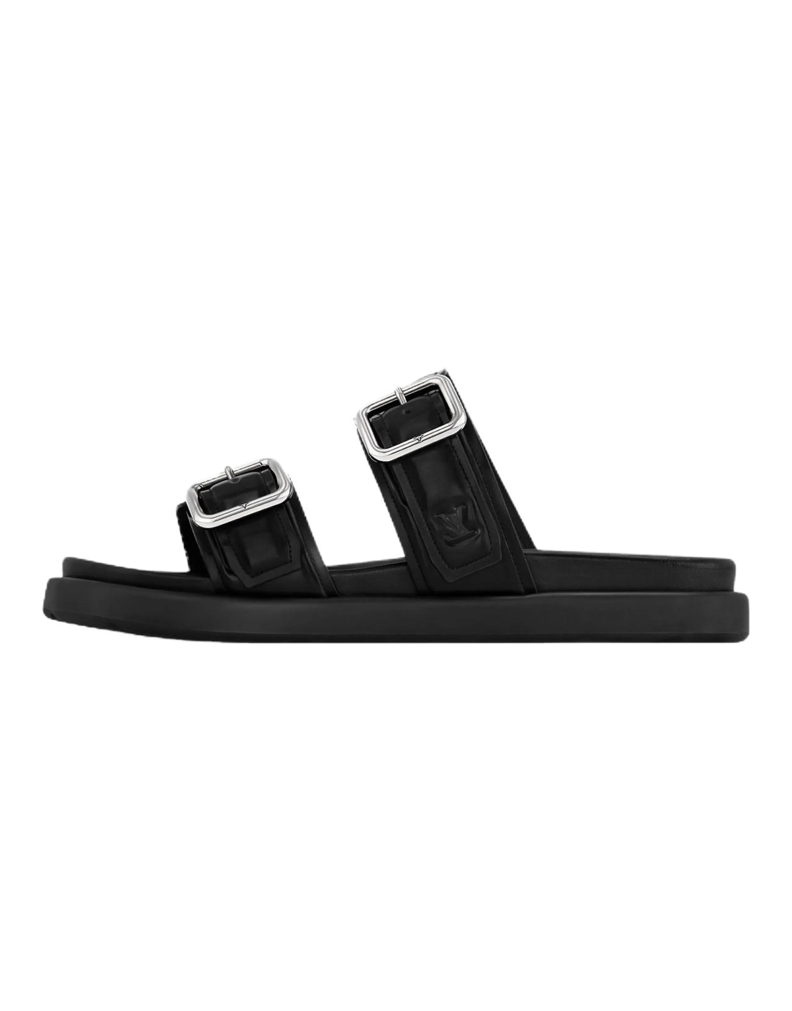 LOUIS VUITTON Venice Spring 2025 Men's Collection Cowhide Open-Toe Flat Sandals Flip-Flops Men's Black