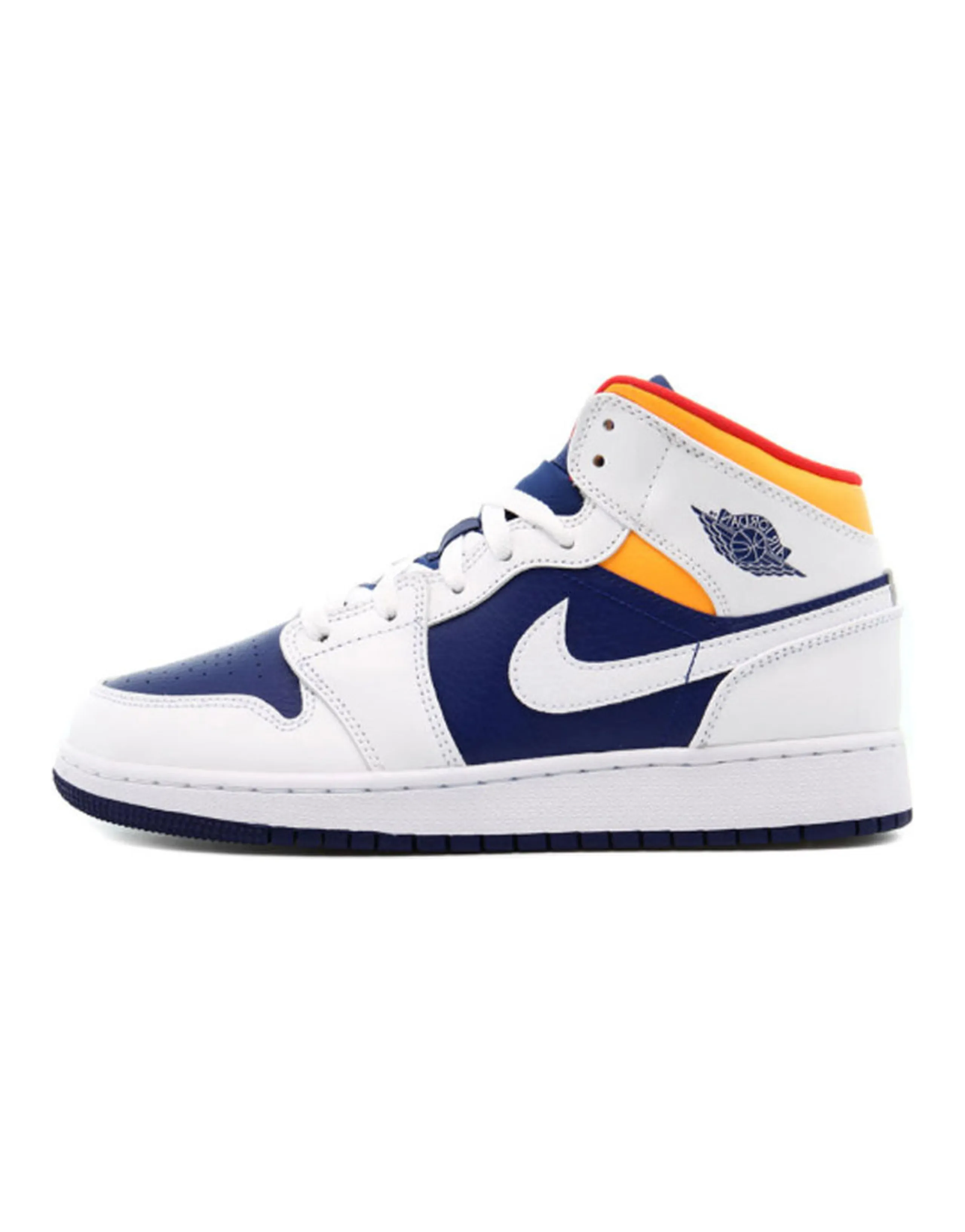 Jordan 1 Mid White Laser Orange Deep Royal Blue GS