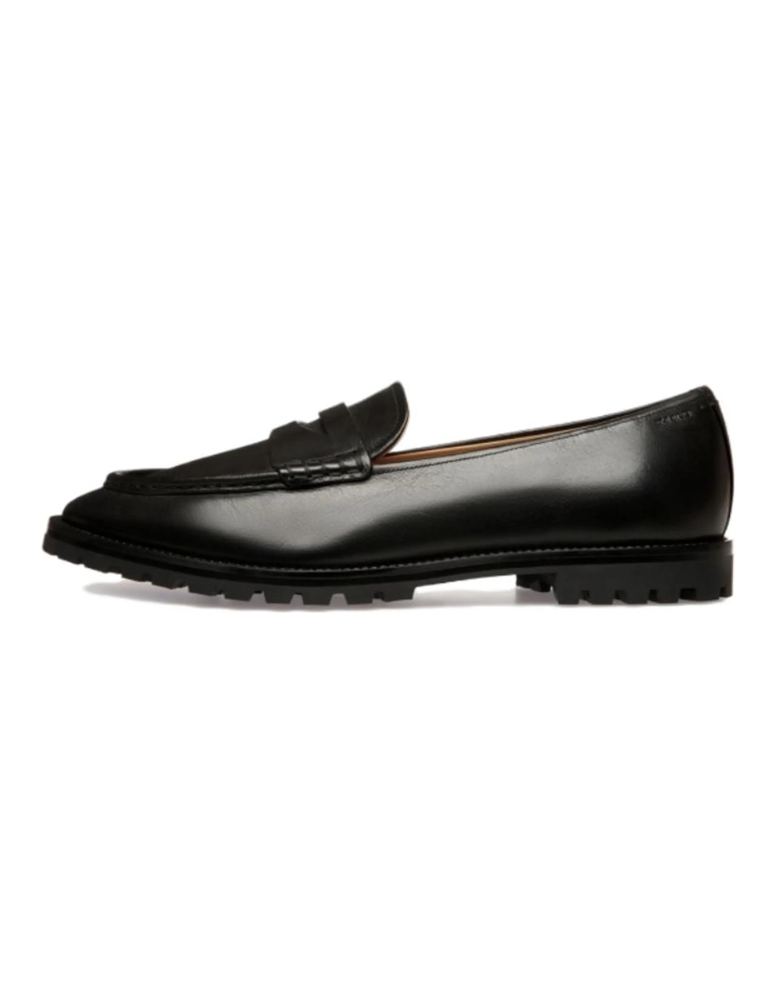 BALLY Solaria Calfskin Leather Round Toe Slip-On Loafers Men's Black