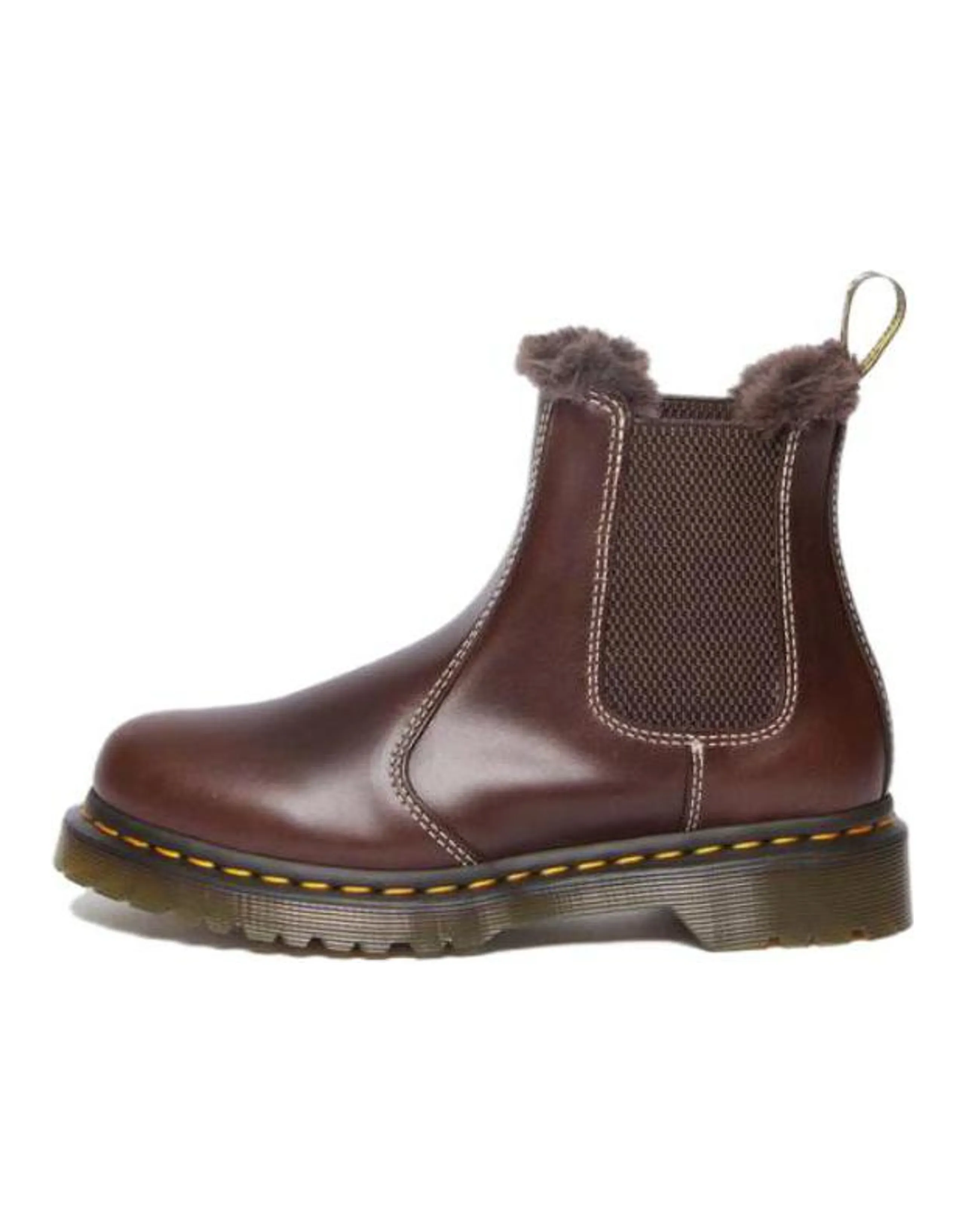 Dr.Martens 2976 Leonore Faux Fur Lined Chelsea Boots 'Dark Brown' Women's