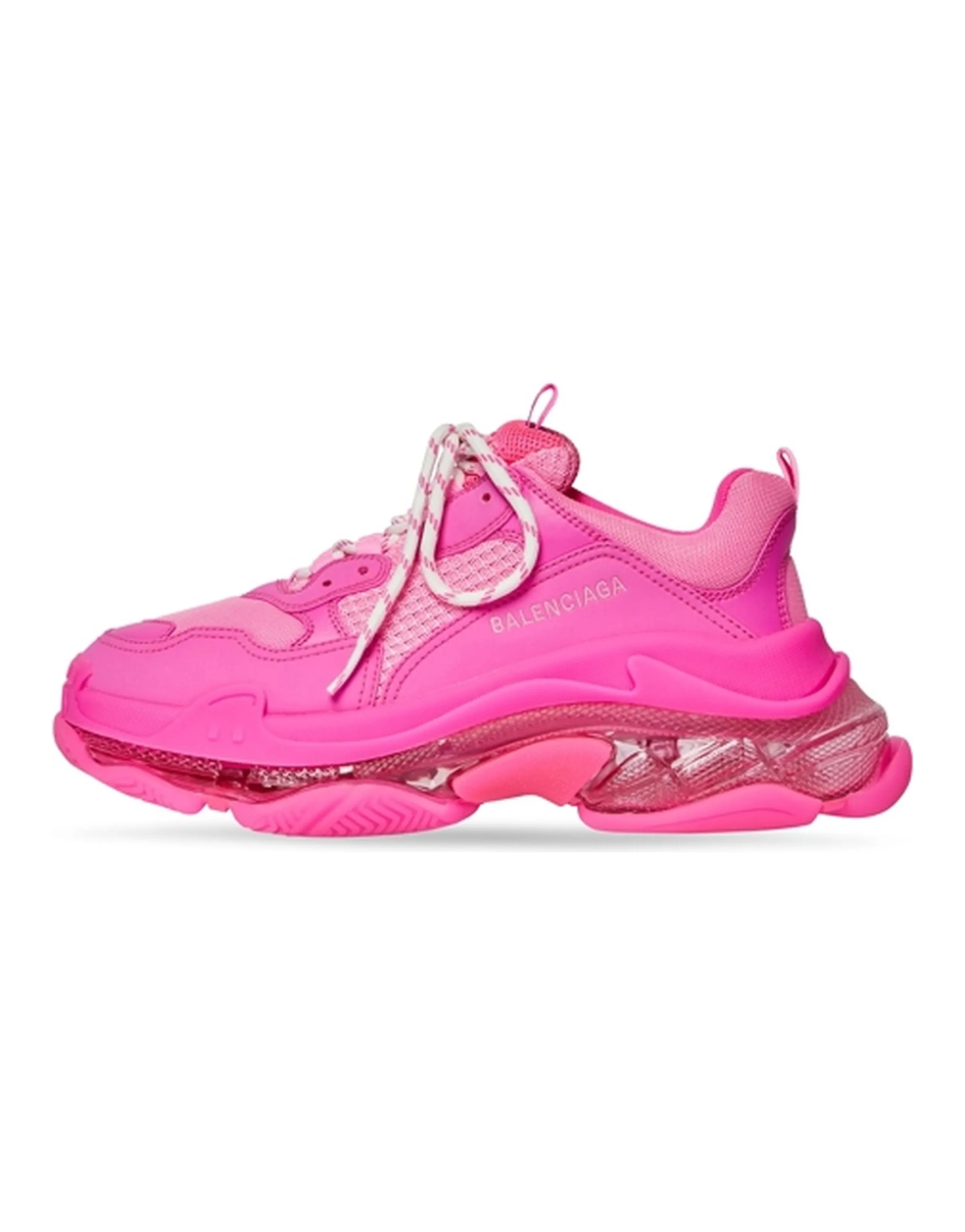 Balenciaga Triple S Low-Top Chunky Sneakers Women's Neon Pink