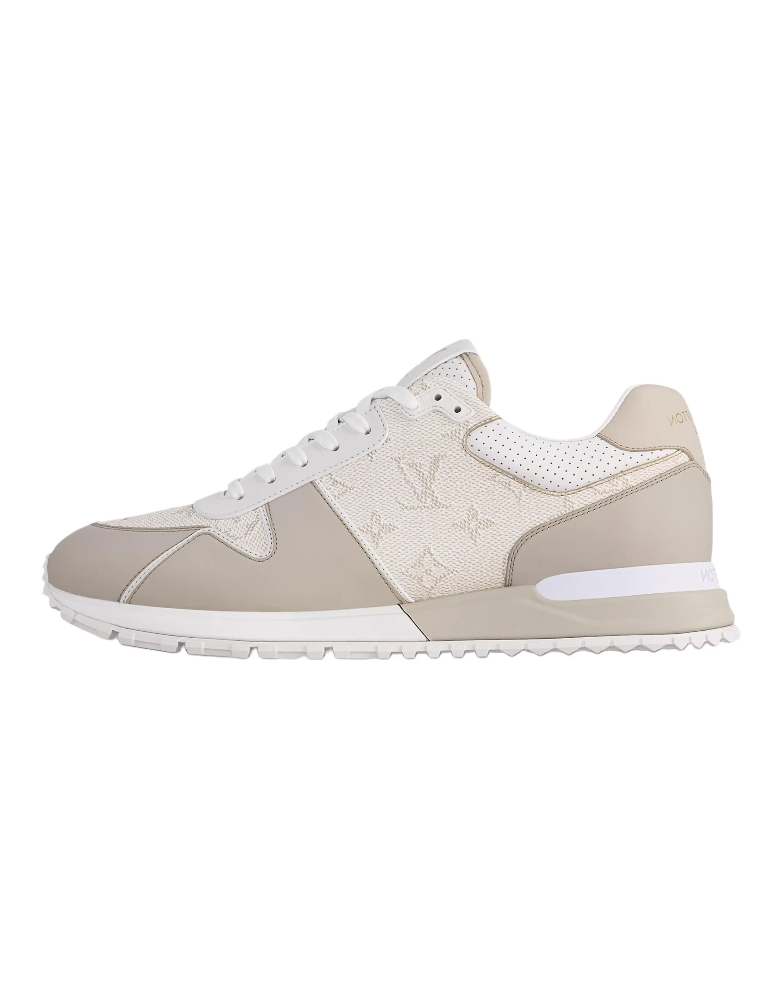 LOUIS VUITTON Run Away Calfskin Round Toe Lace-Up Low-Top Sneakers Men's Beige