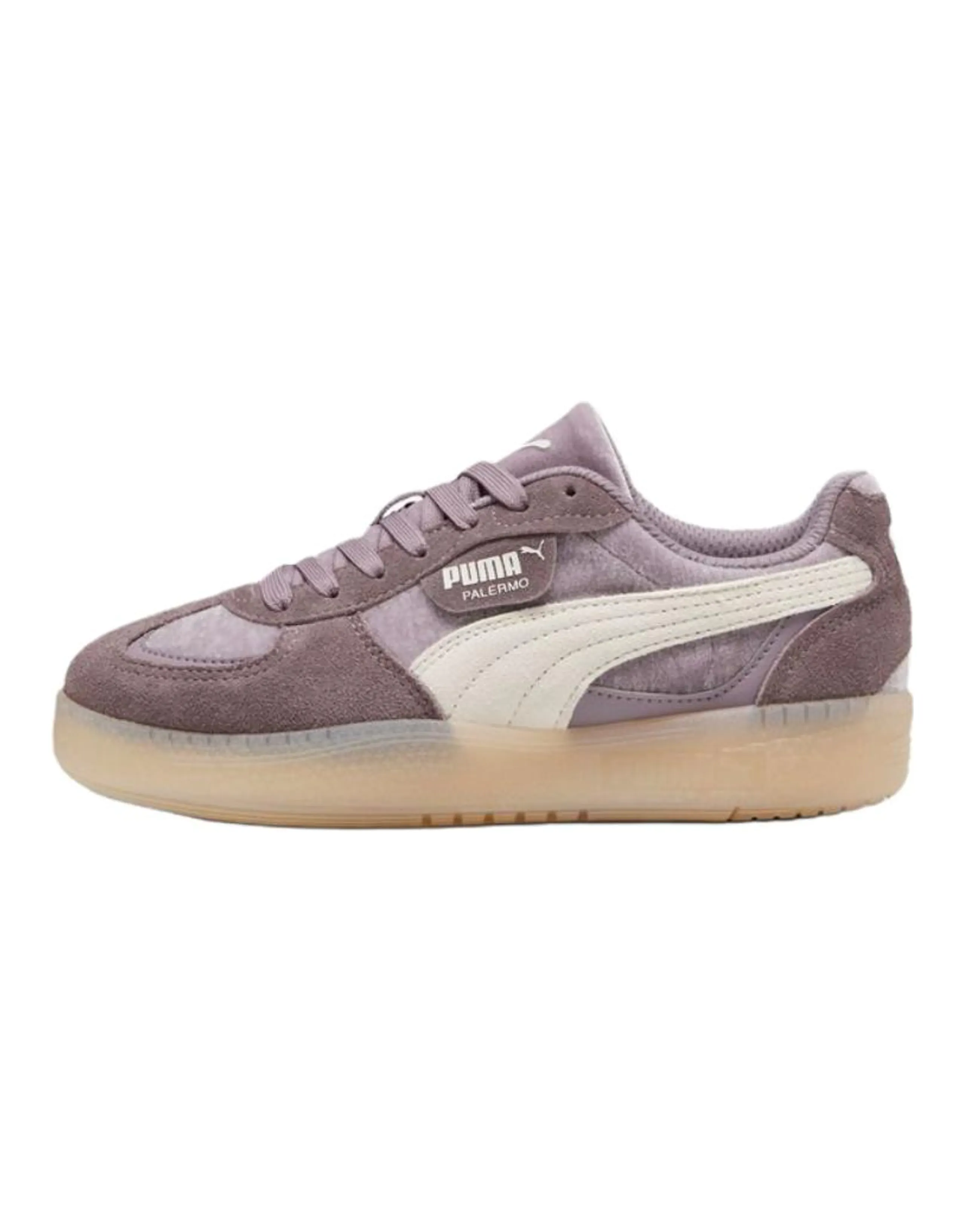 PUMA Palermo Classic Retro Brushed Suede Slip-Resistant Low-Top Skate Shoes Women's Purple-White