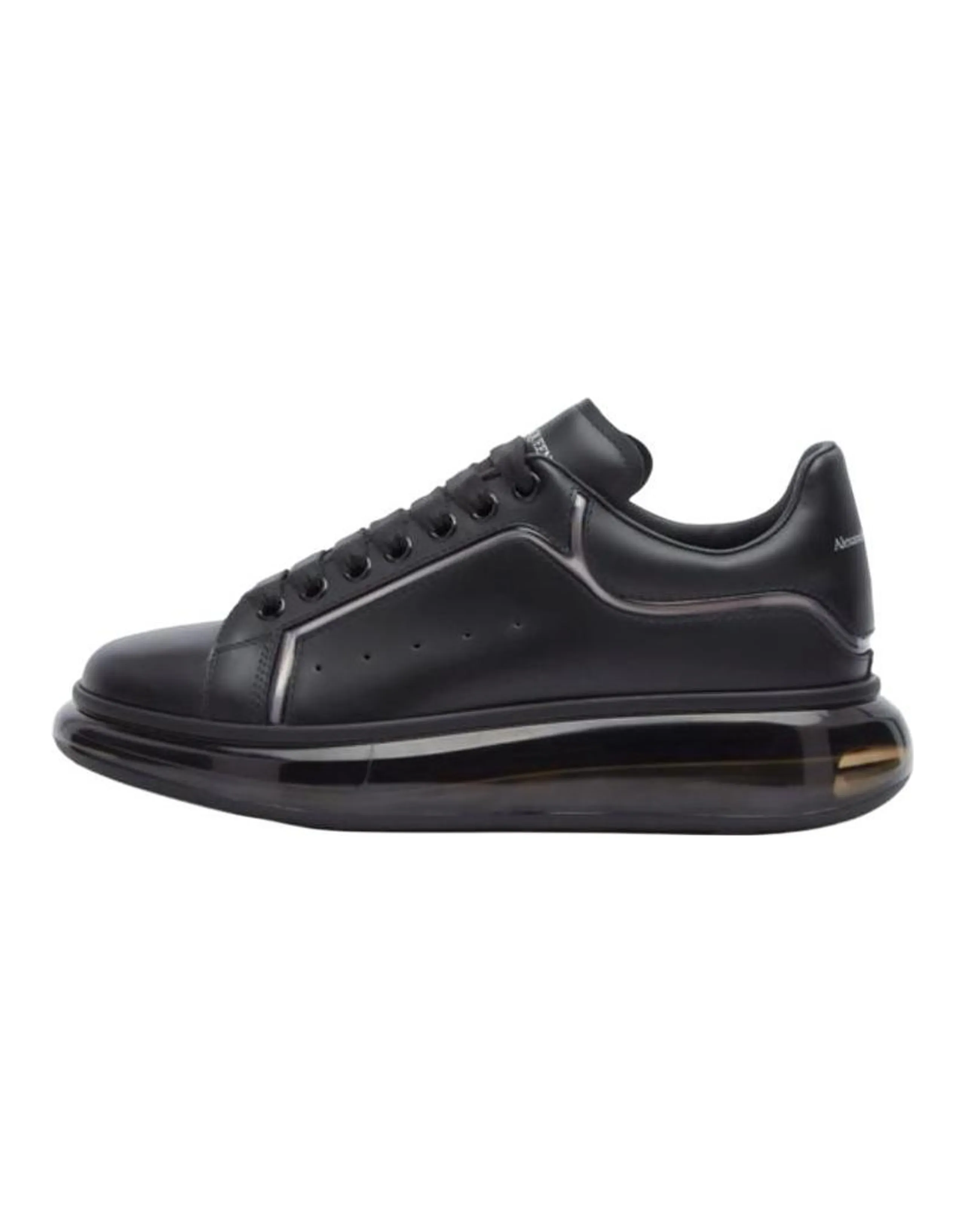 Alexander McQueen Oversized Calfskin Lace-Up Round-Toe Low-Top Casual Shoes Men's Black