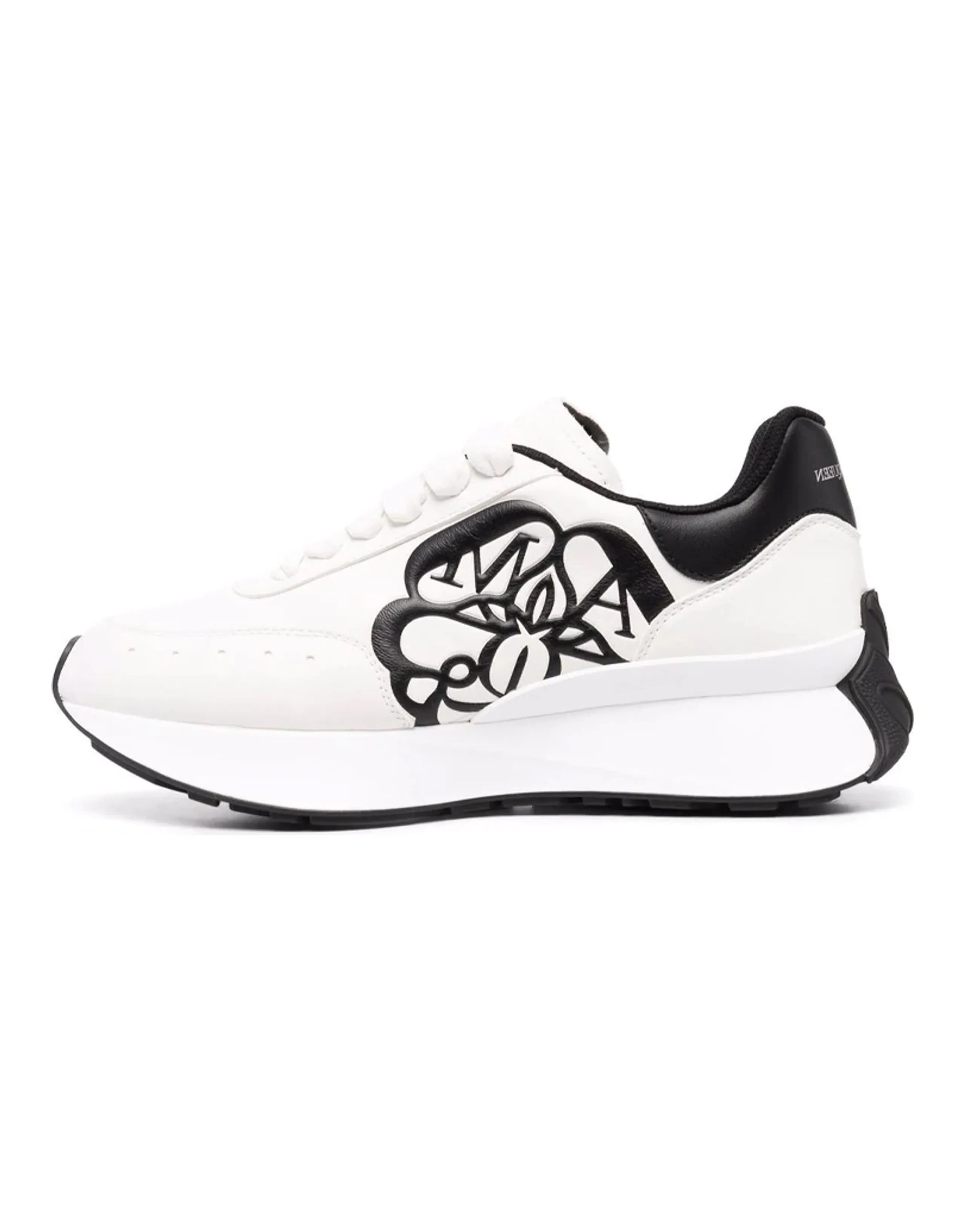 Alexander McQueen Sprint Runner Lace Up Sneakers 'White Black' Women's