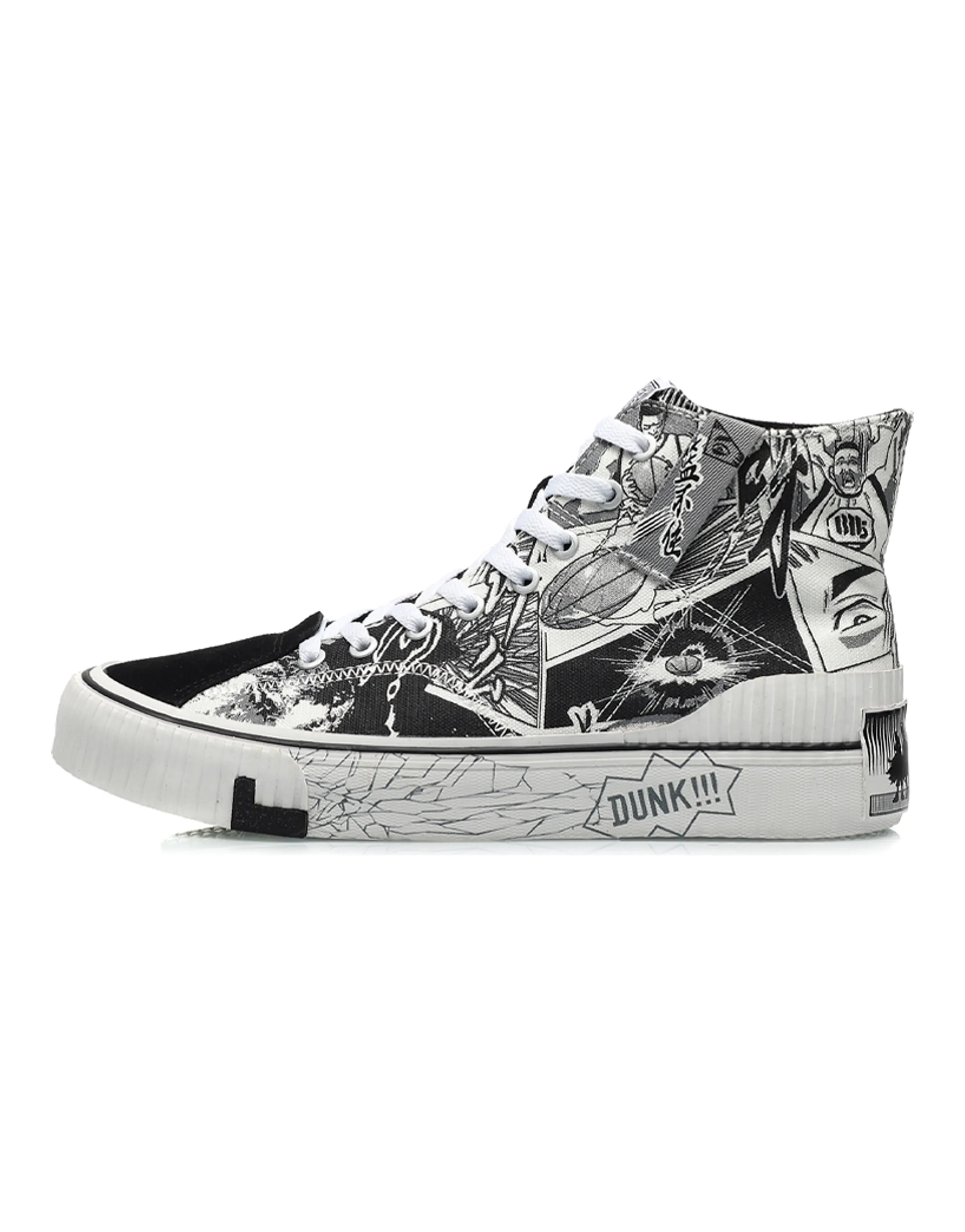 LiNing Badfive Badfive Anti-Slip Wear-Resistant High-Top Skateboard Shoes Men's White Black