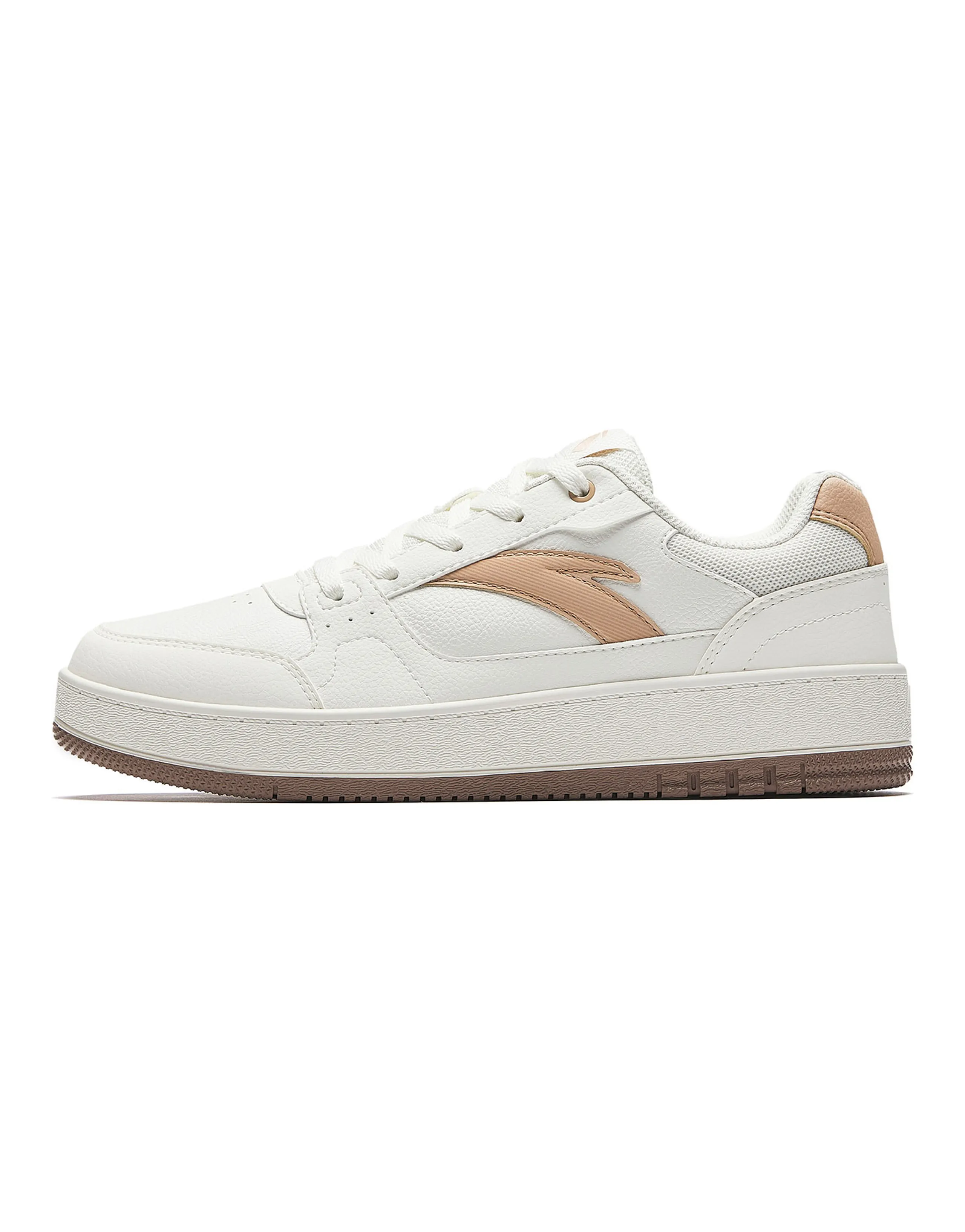 Anta First Year 2 Minimalist Versatile Comfortable Wear-Resistant Classic Color-Blocking Low-Top Skate Shoes Women's White Brown