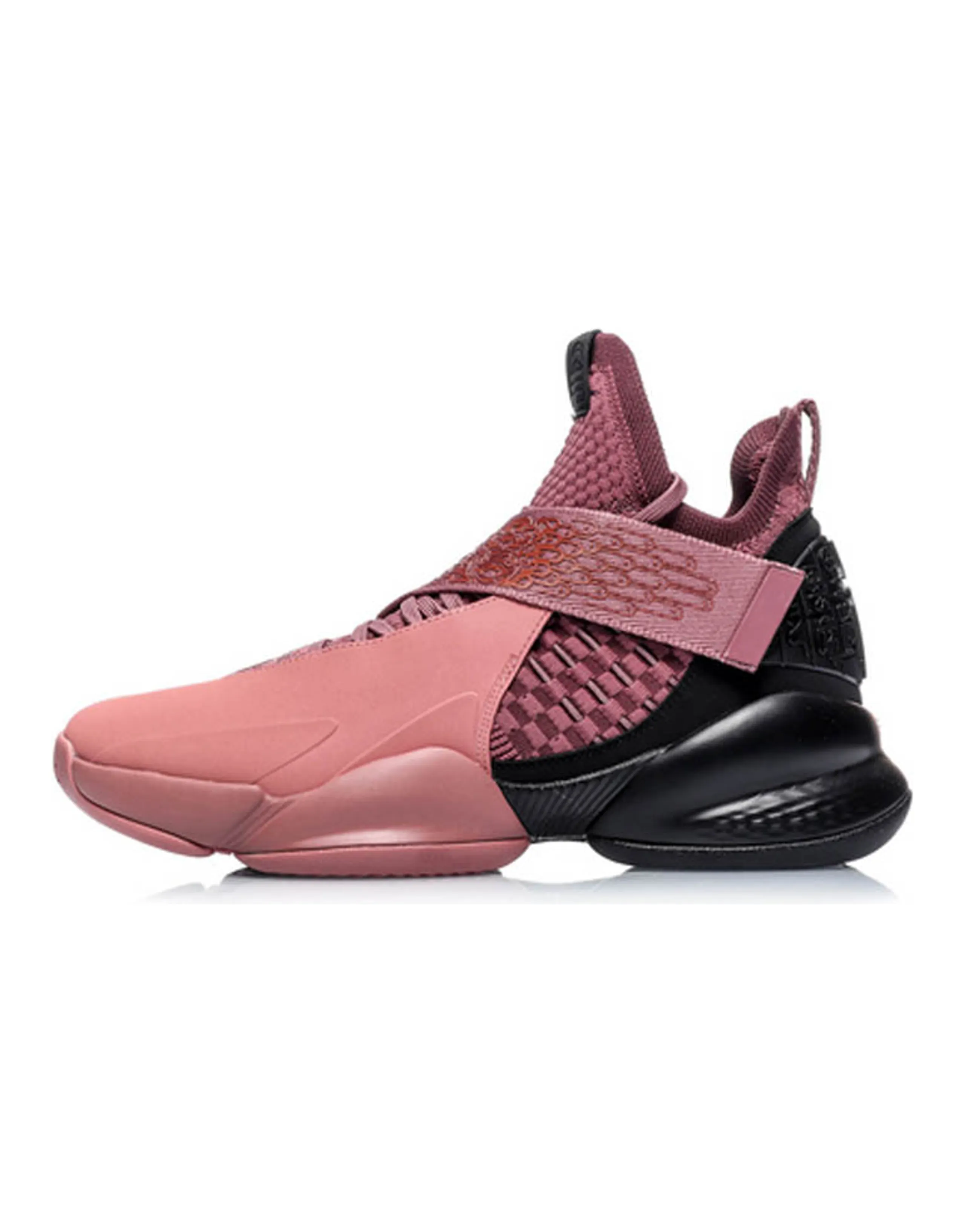 LiNing CF Light Overlap Retro Basketball Shoes Slip-Resistant Lightweight Mid-Top Unisex Pink