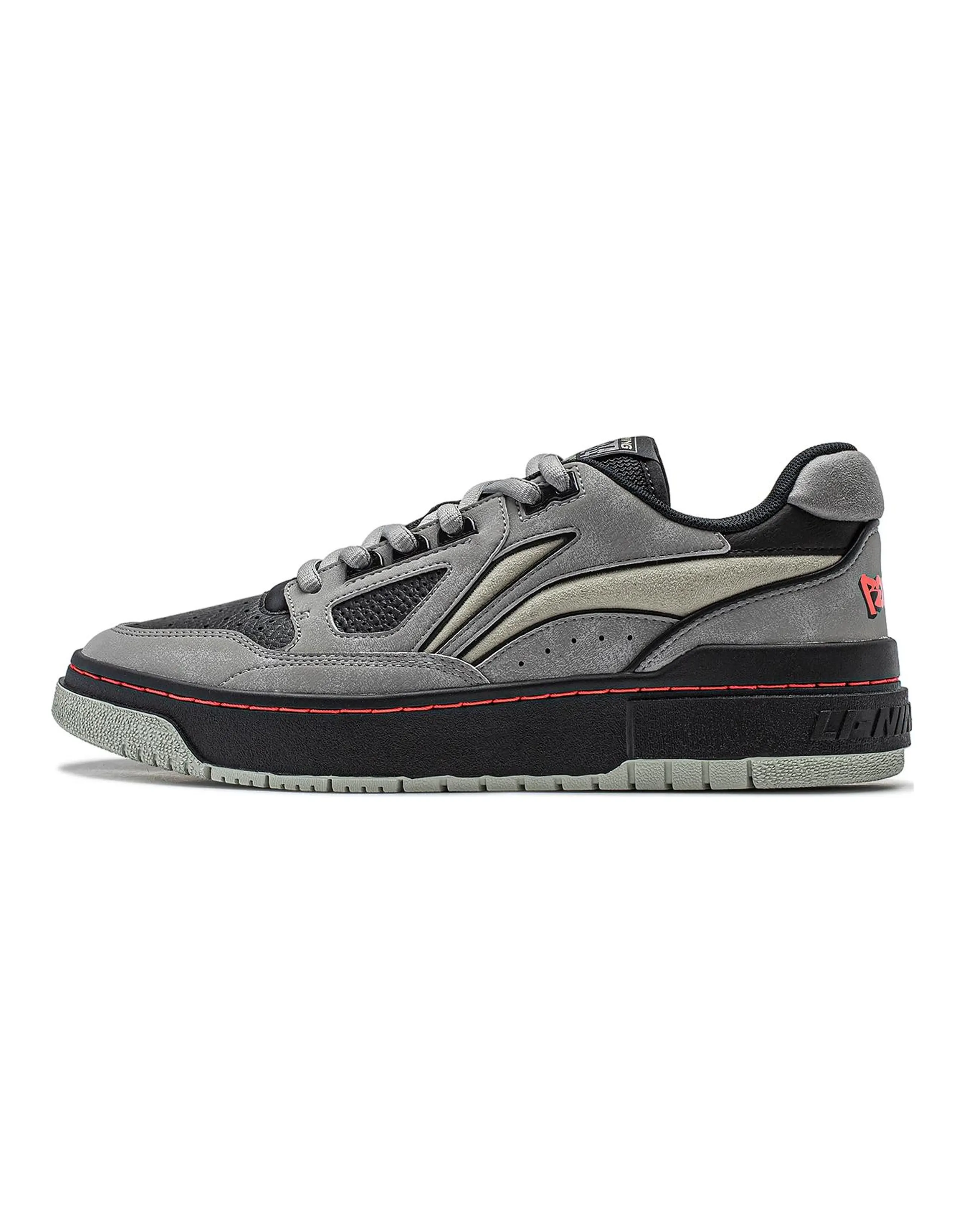 LiNing Rookie Cushioned Slip-Resistant Lightweight Rebound Low-Top Vintage Basketball Shoes Unisex Gray