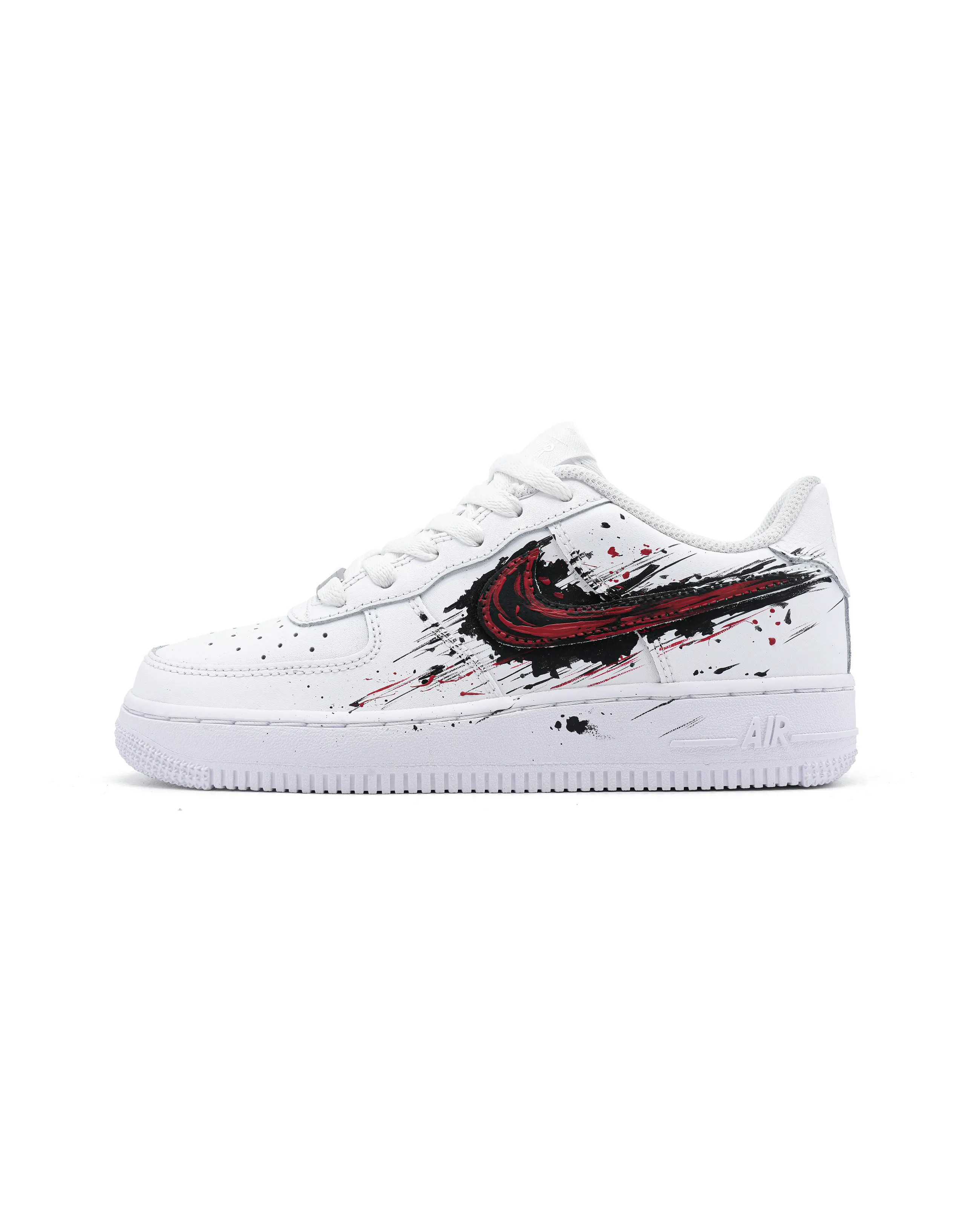 Nike Air Force 1 Custom 'Shadow Assassin' Gothic Style Low-Top Sneakers Unisex White Black Red