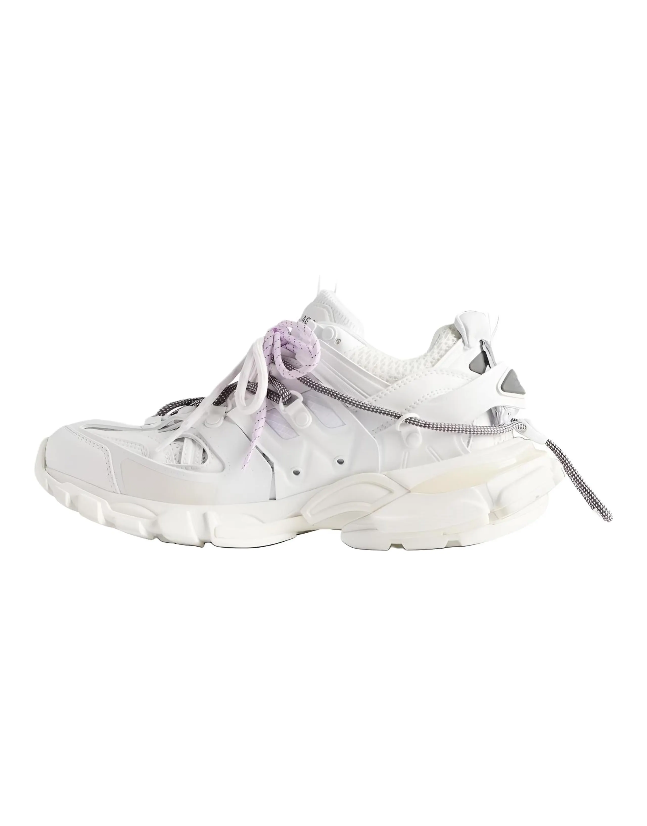 Balenciaga Track Trail Laces Logo Print Round Toe Lace-Up Low-Top Dad Shoes Women's White