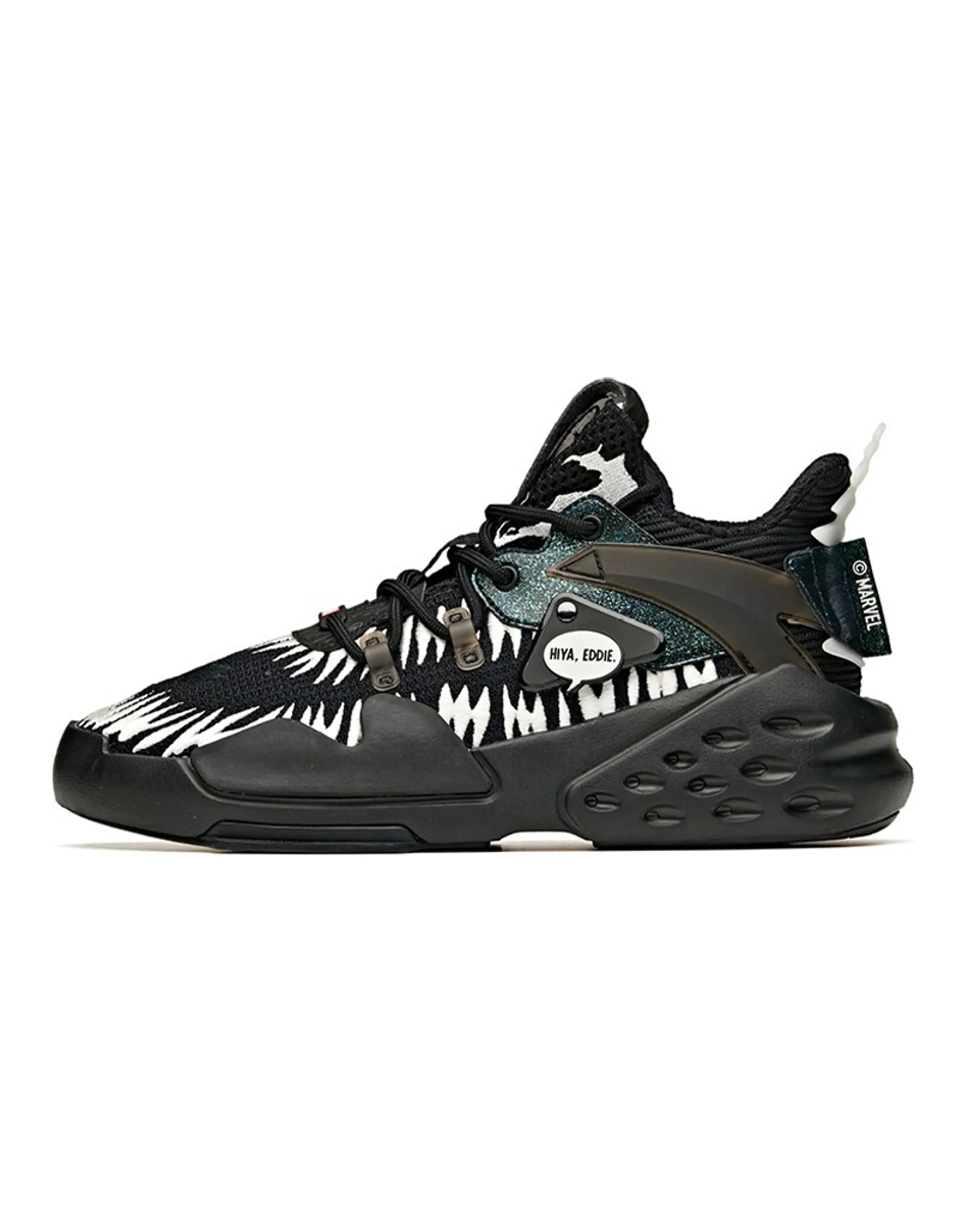 MARVEL Anta Bastard Slip-Resistant Cushioning Mid-Top Skateboard Shoes Black
