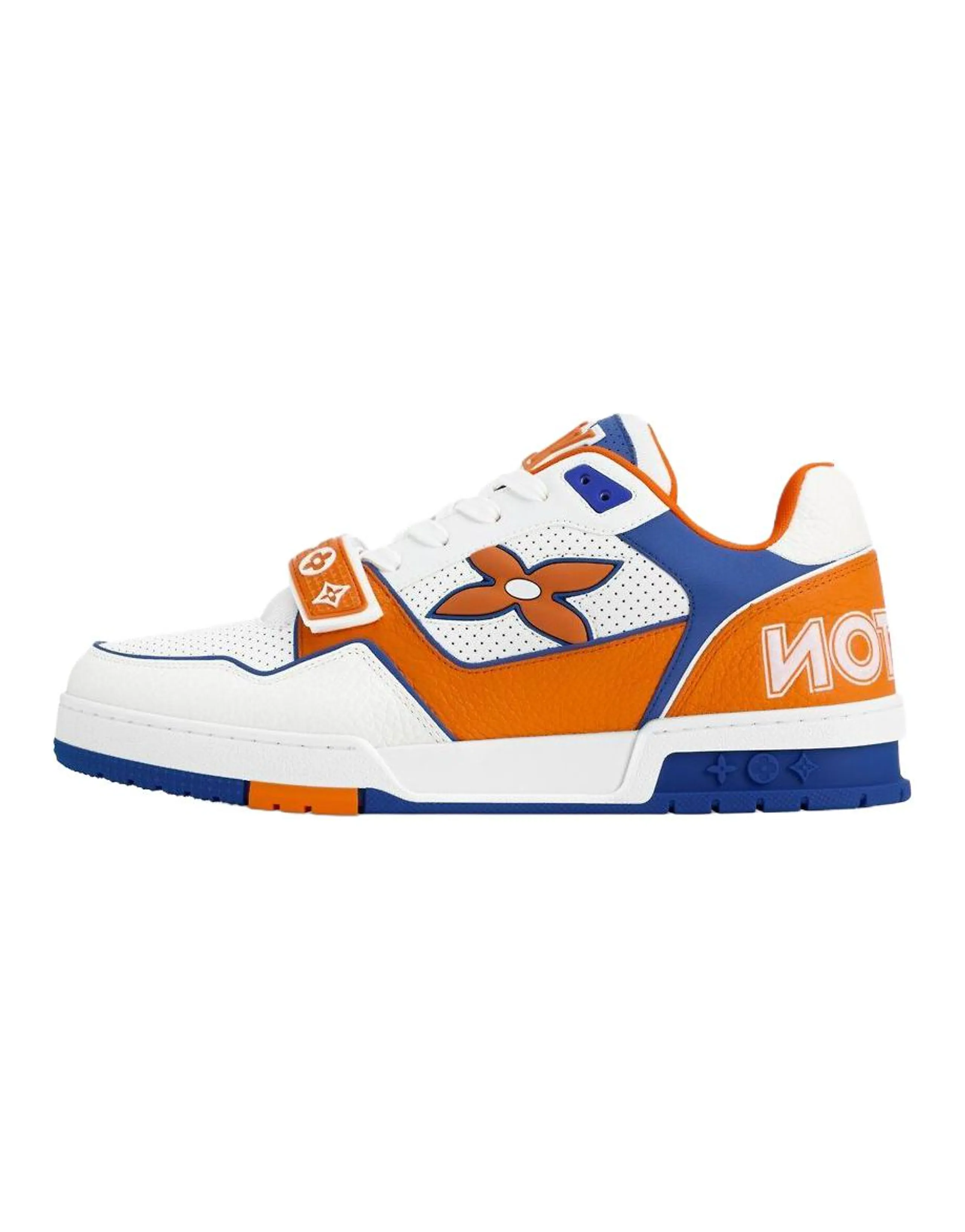 LOUIS VUITTON Trainer Cowhide Leather Applique Decoration Round Toe Lace-Up Low-Top Skate Shoes Men's Orange