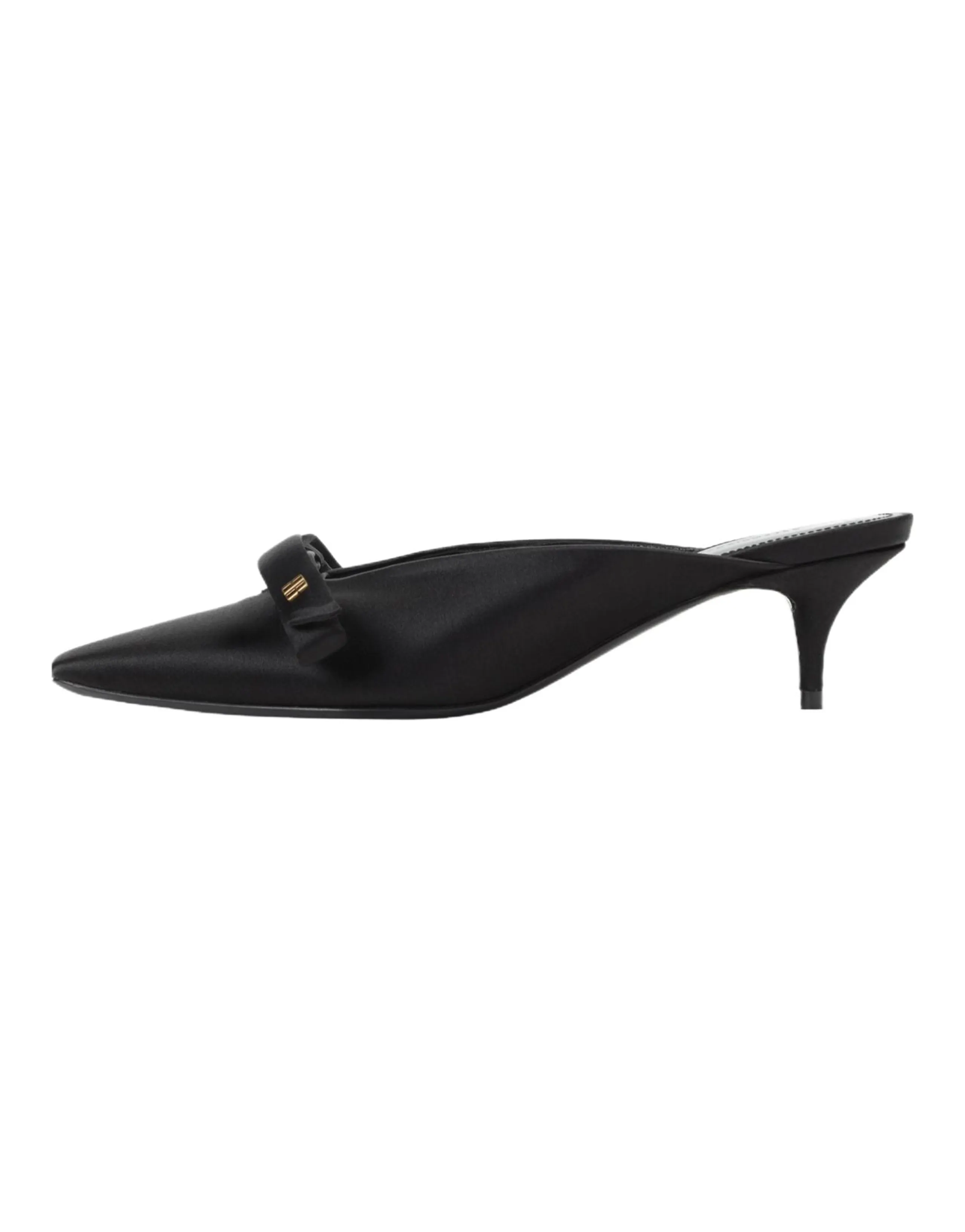 Balenciaga Bow Decoration Pointed Toe Stiletto Heel Mule Closed-Toe Slides Women's Black