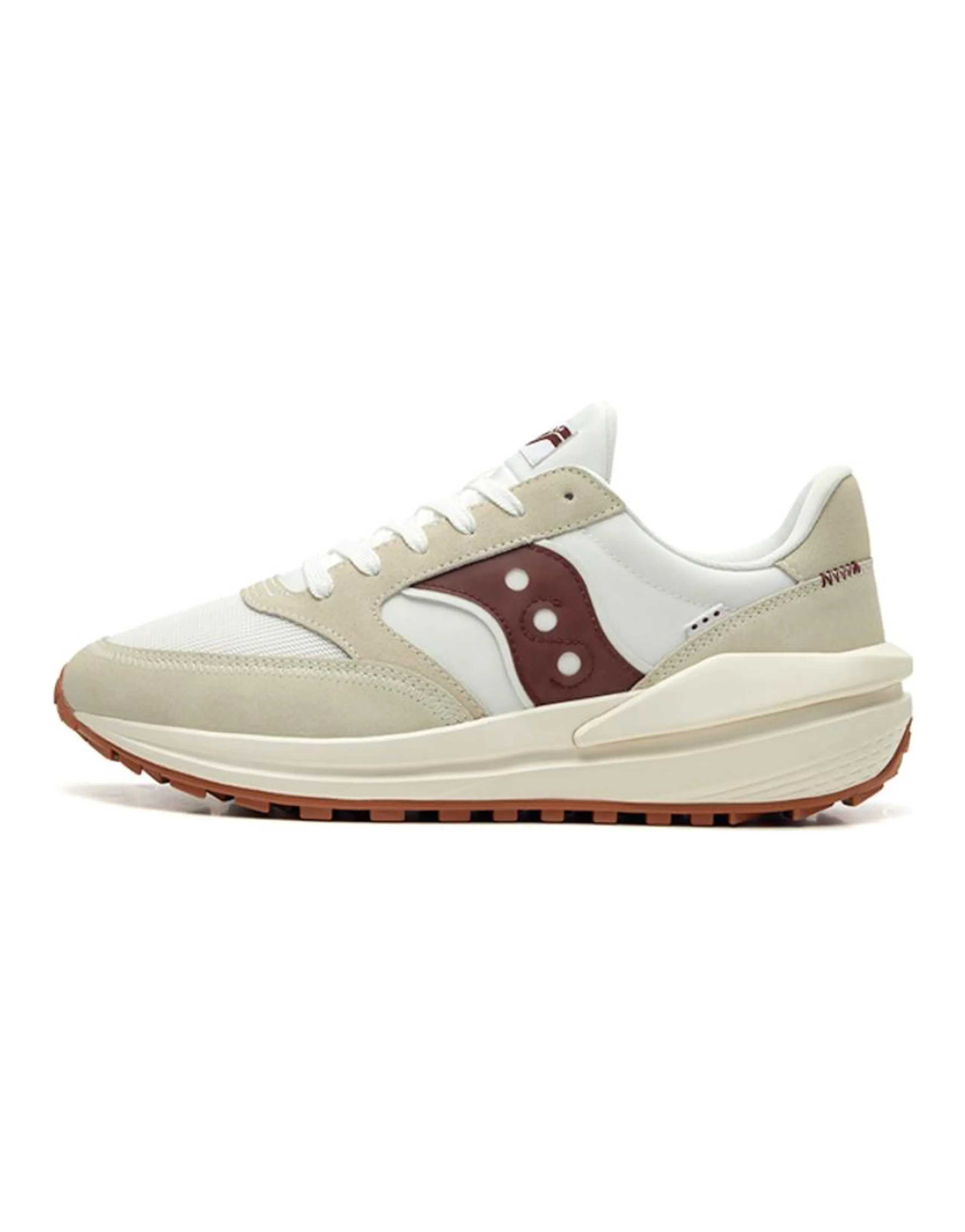 Saucony JAZZ RENEW Anti-Slip Wear-Resistant Breathable Coverage Low-Top Casual Shoes Unisex White Maroon