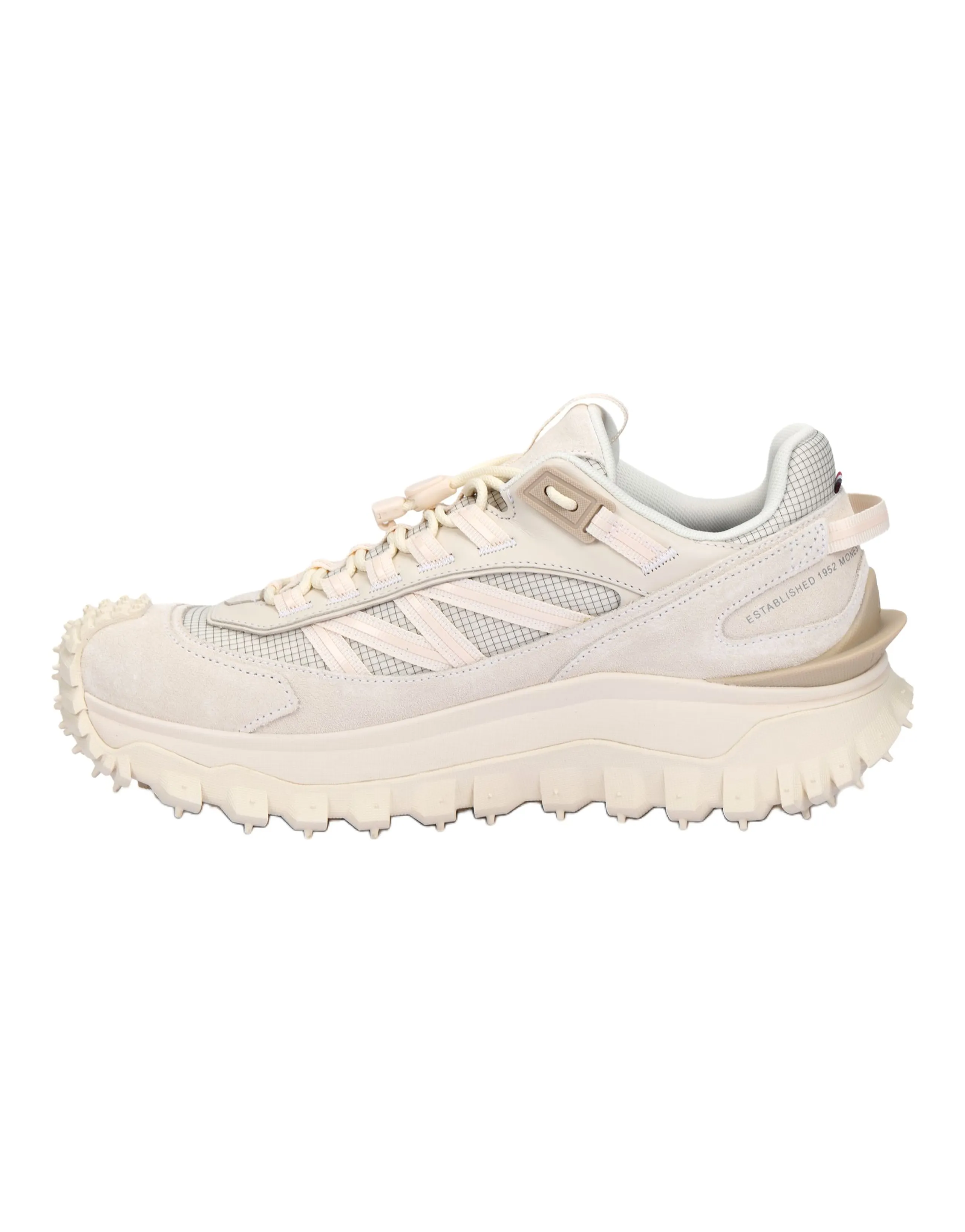 Moncler Trailgrip Mesh Leather Suede Round Toe Drawstring Comfort Low-Top Casual Shoes Men's Beige