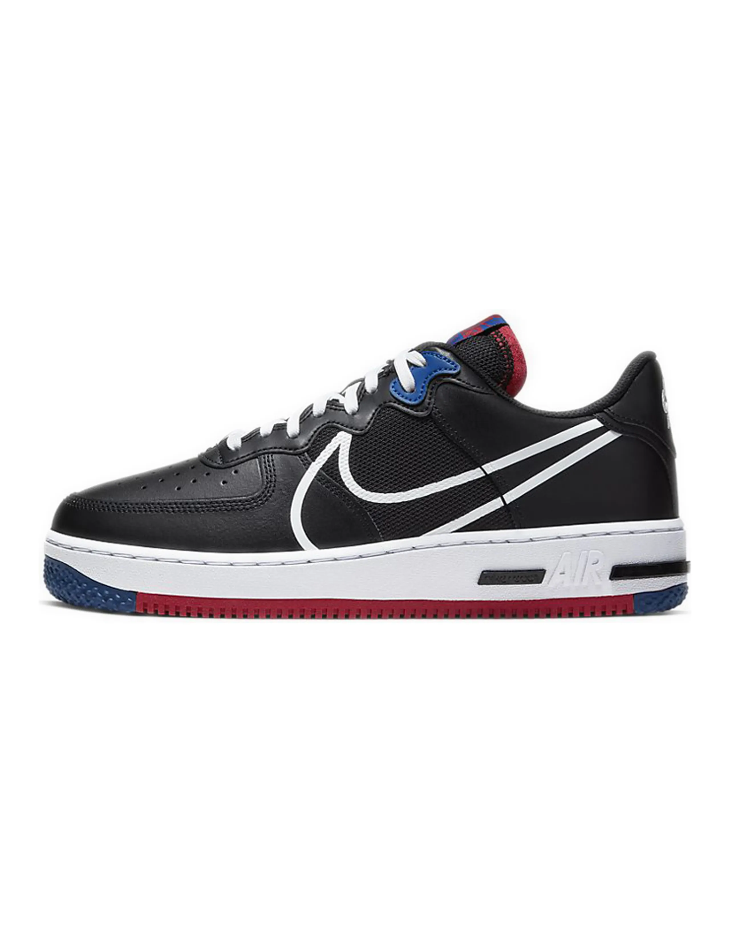 Nike Air Force 1 Low React Black White Gym Red Gym Blue