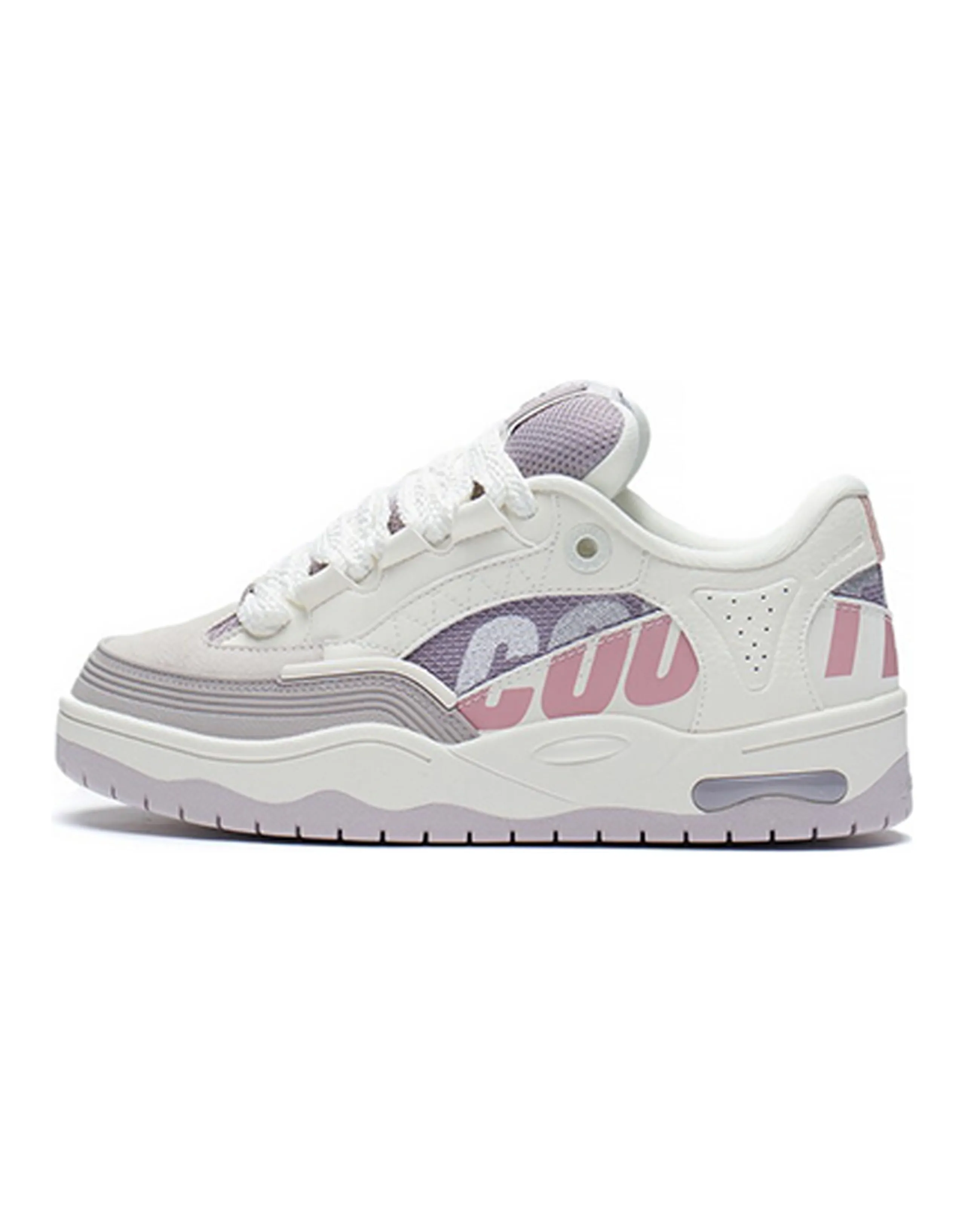 LINING CF Tracing Skateboard Shoes Women's Low-Top Ecru/Crane Purple Gray