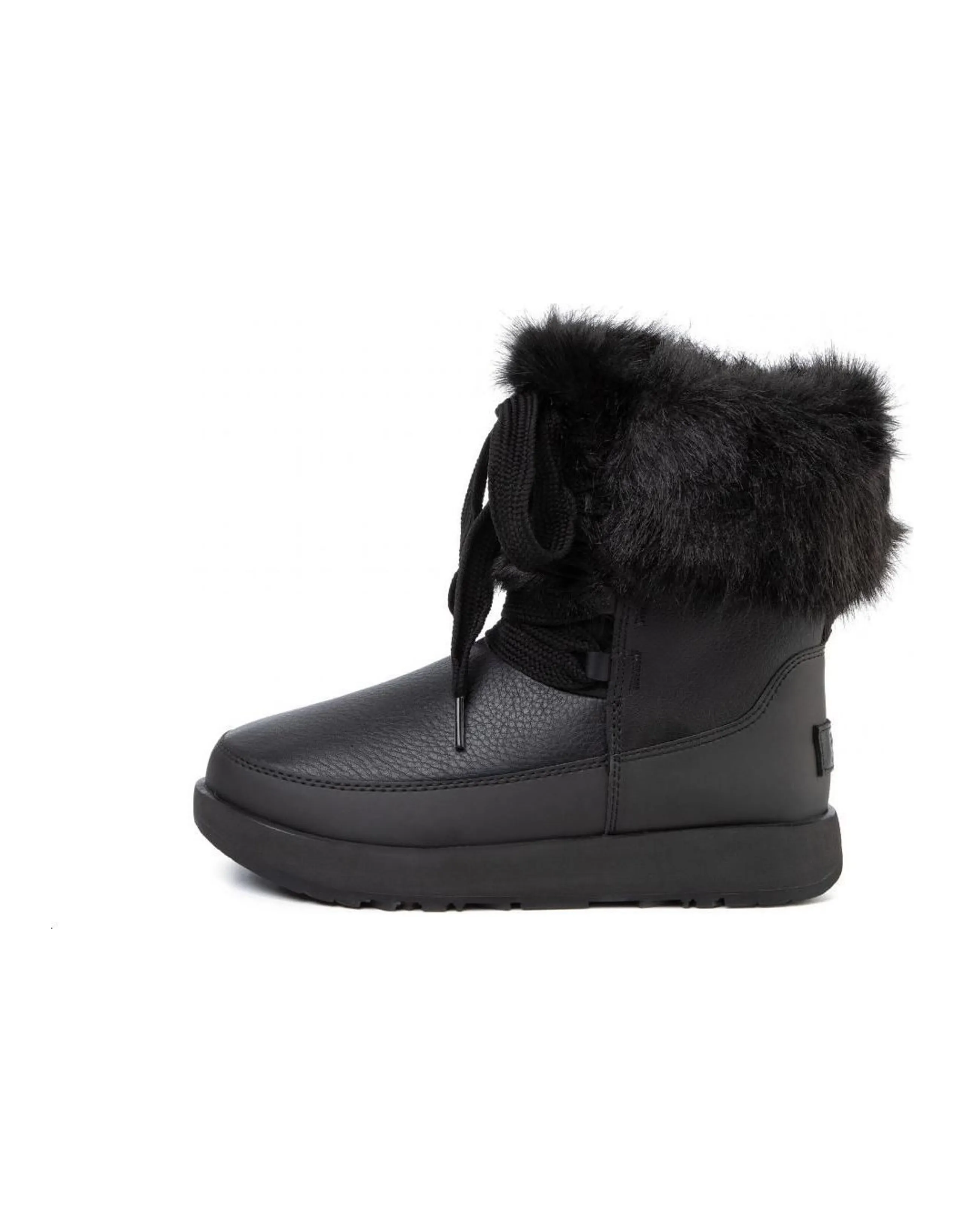UGG Gracie Waterproof Black Leather Lace Up Boots 'Black' Women's