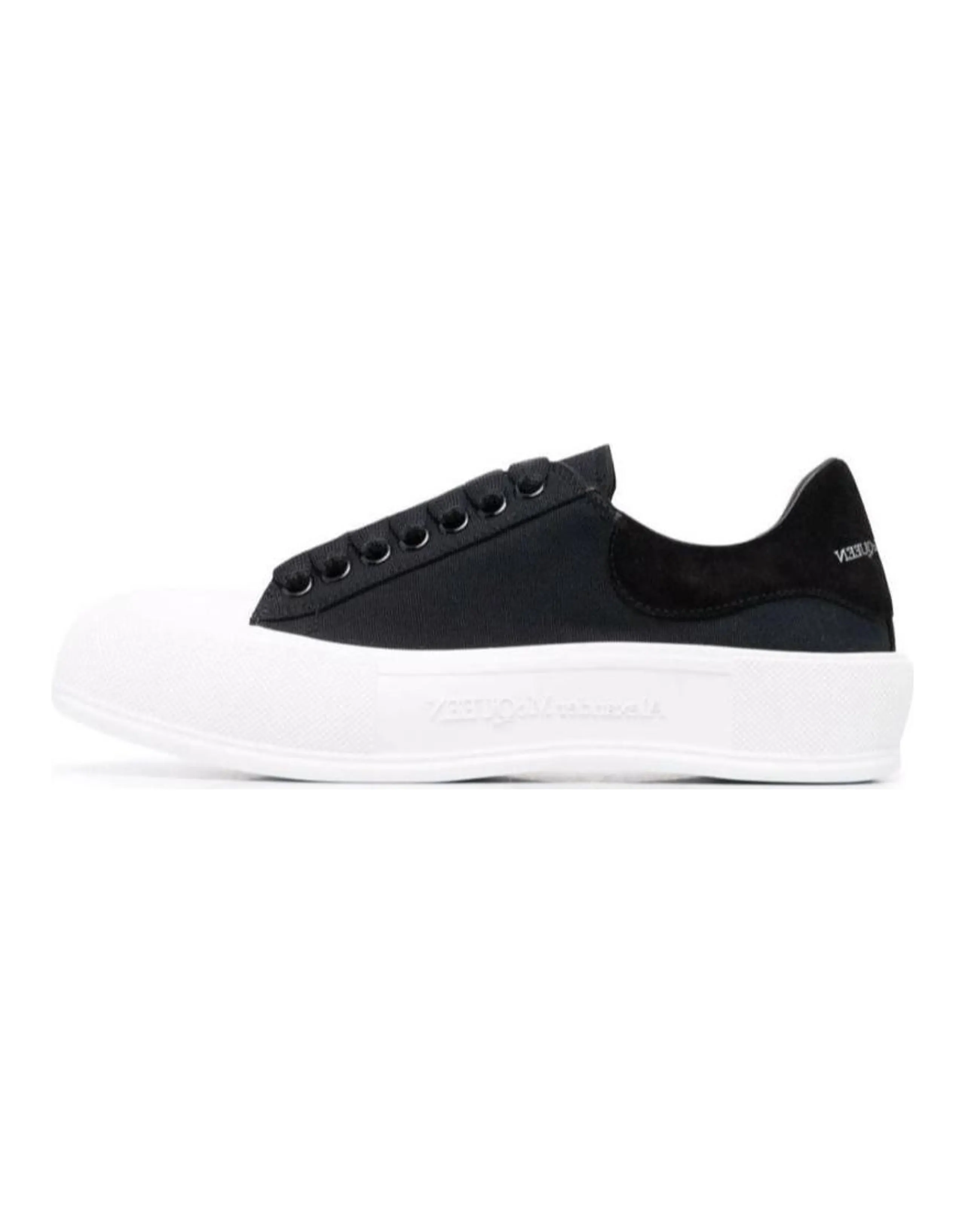 Alexander McQueen Deck Skate Plimsoll Lace Up 'Black White Sole'