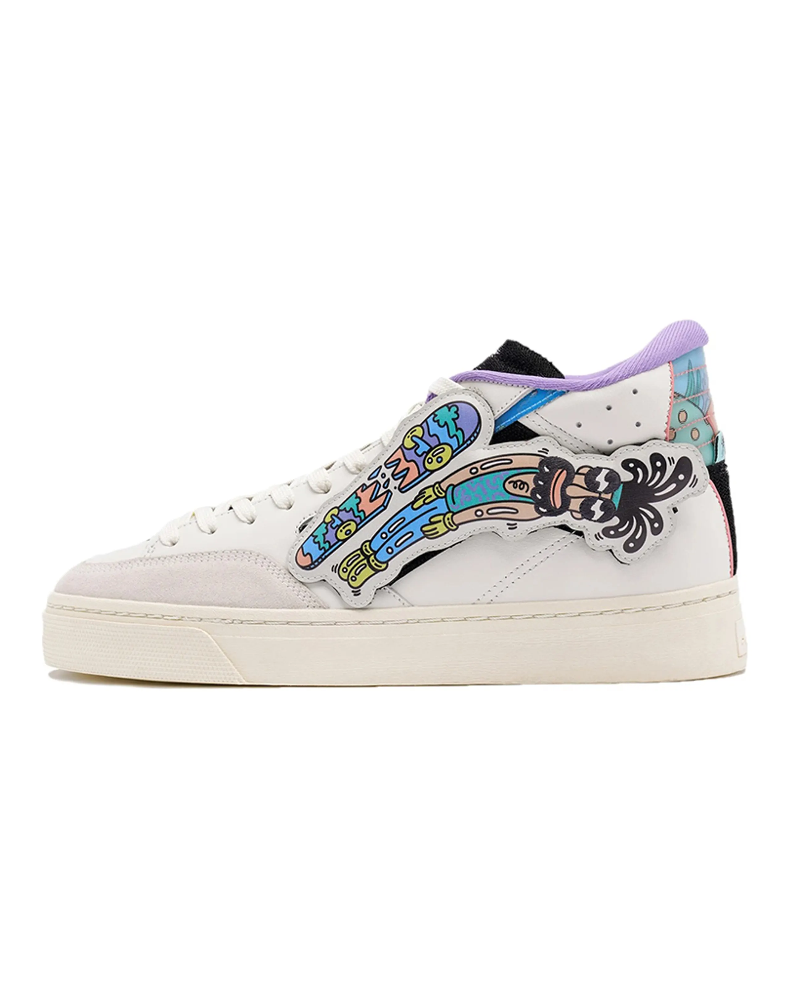 Steven Harrington LiNing Wave 180 Wear-Resistant Slip-Resistant High-Top Skateboard Shoes White