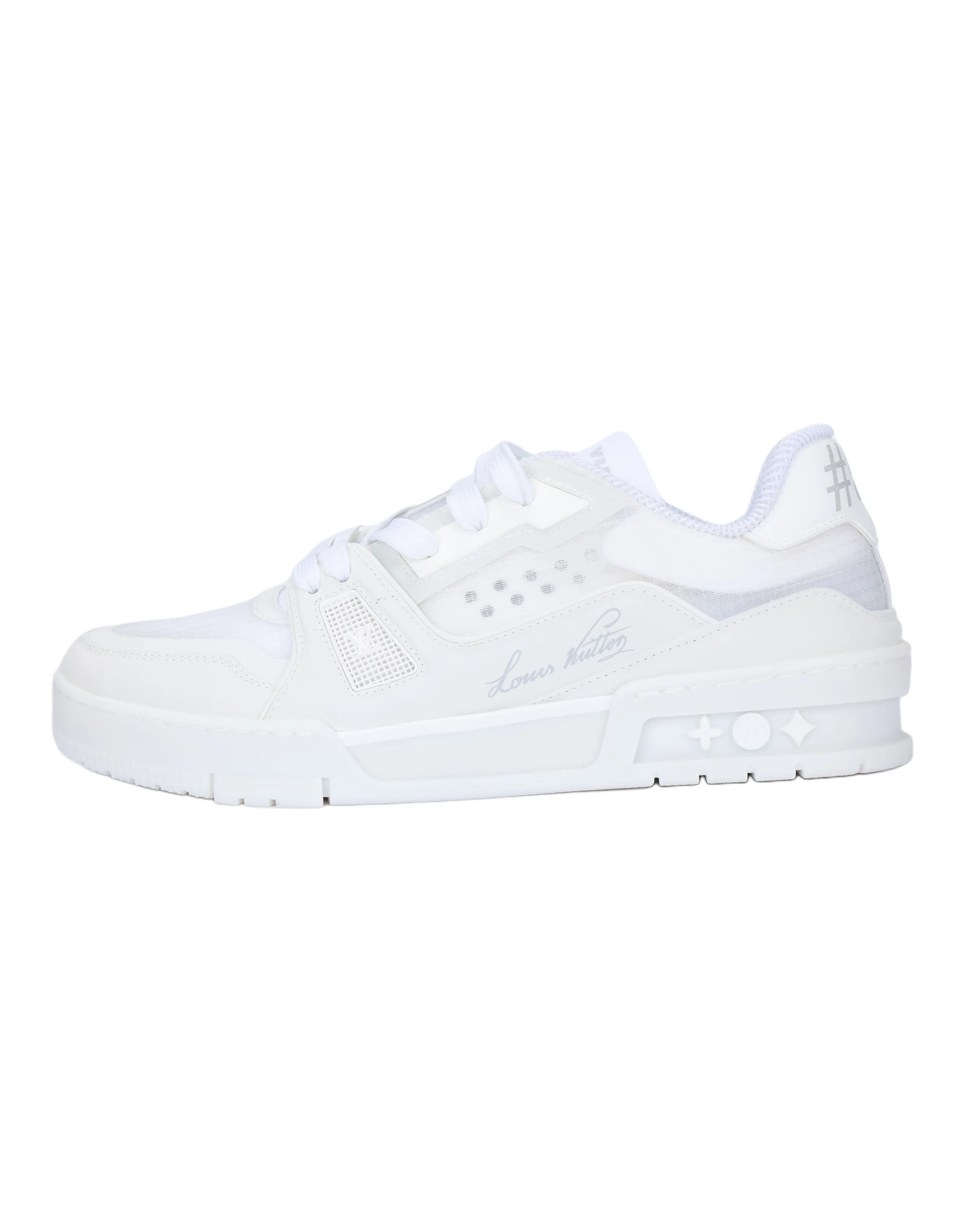 LOUIS VUITTON Trainer Round-Toe Flat Low-Top Sneakers Unisex White