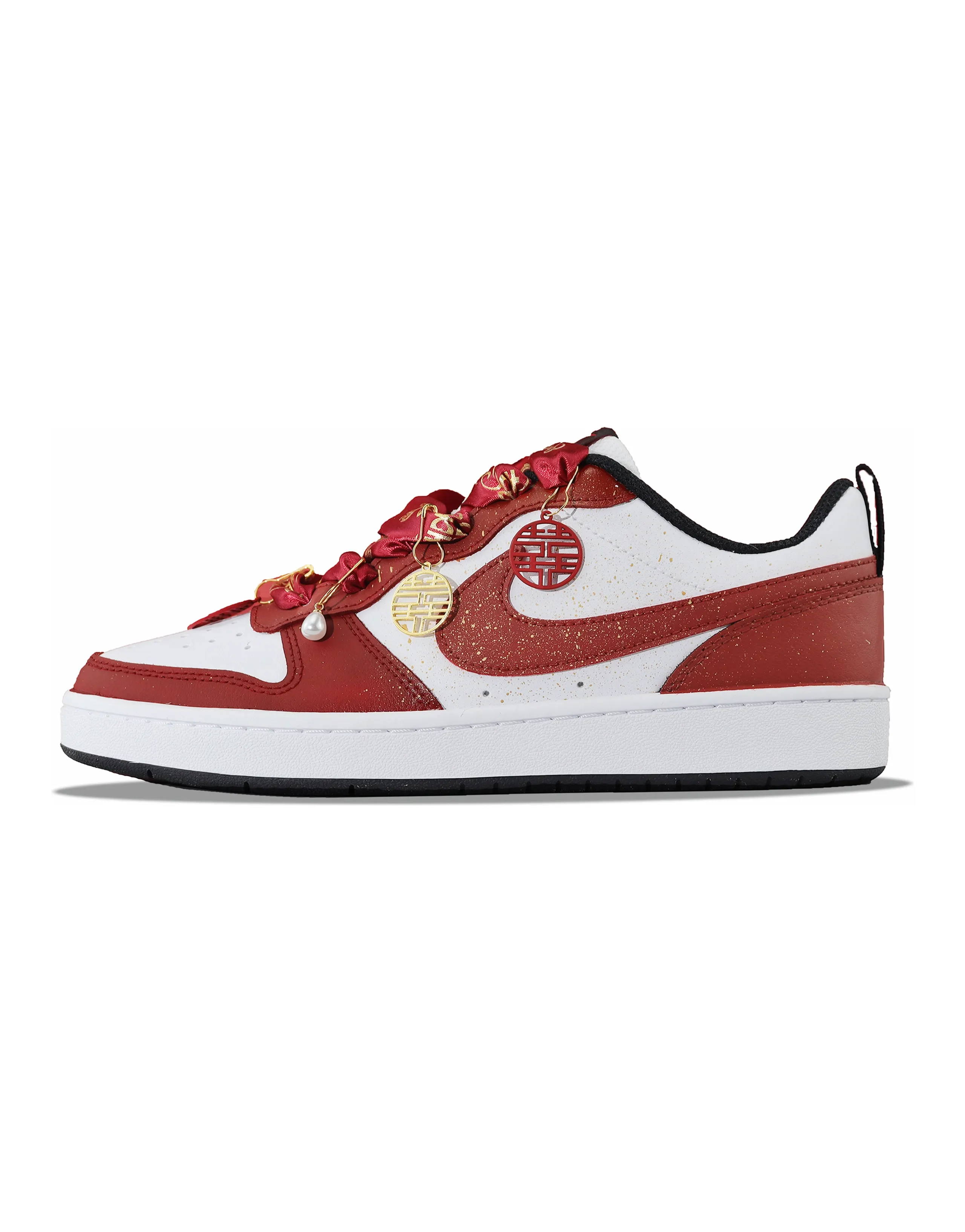 Nike Court Borough 2 Anti-Slip Wear-Resistant Low-Top Skateboard Shoes GS Gold Red