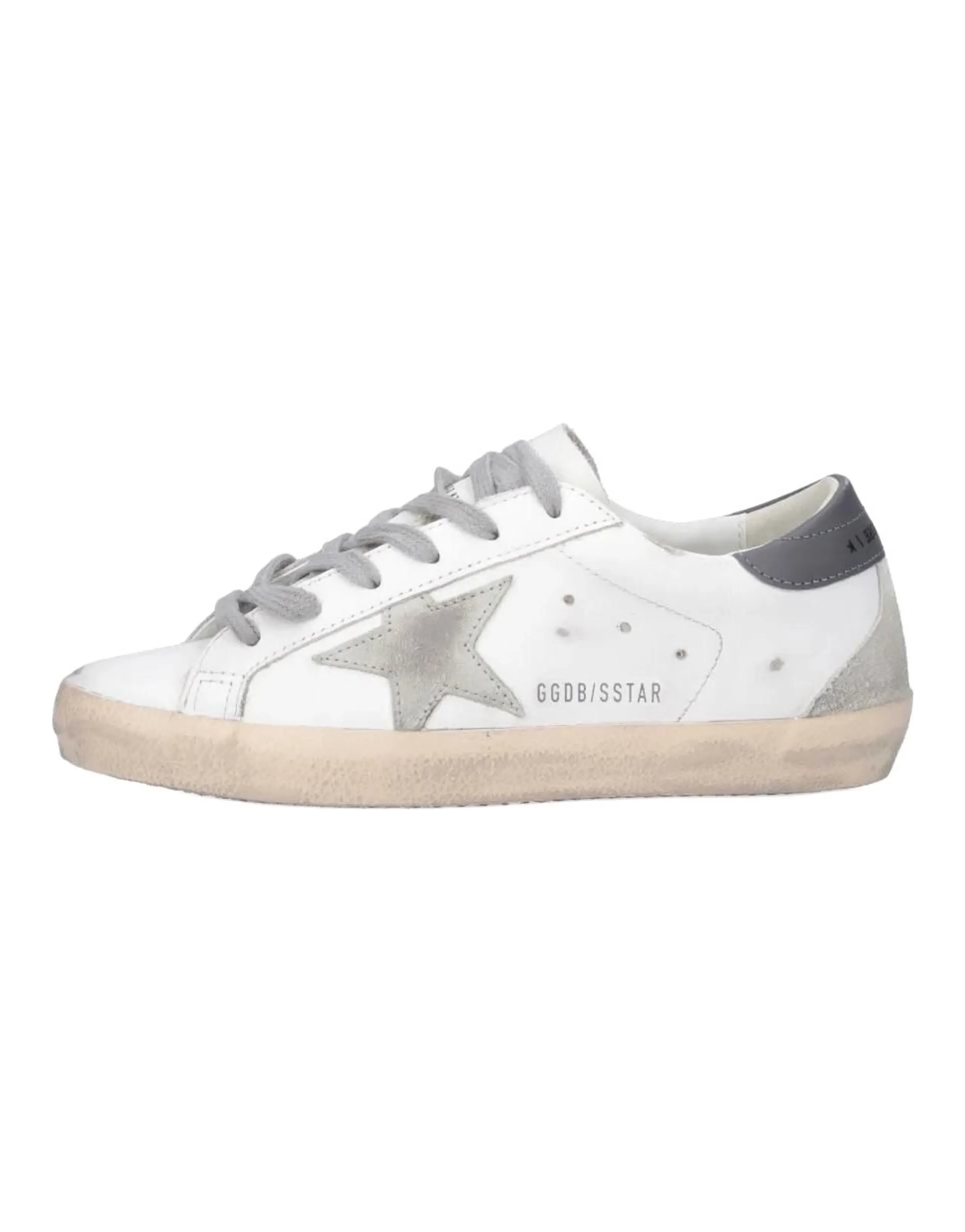 Golden Goose Super-Star Leather Round Toe Lace-Up Star Pattern Low-Top Skateboarding Shoes Women's Gray