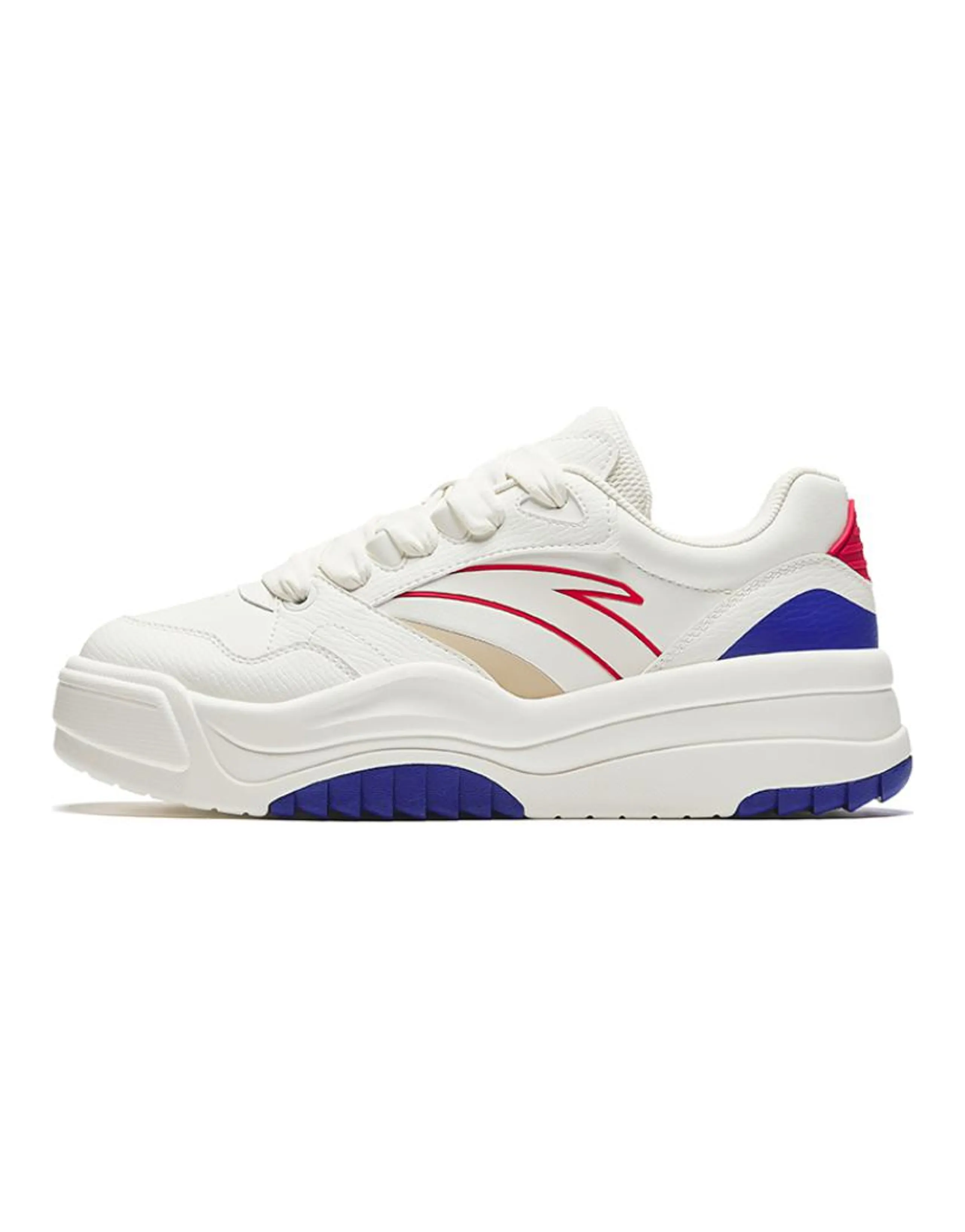 Anta Anti Slip And Wear Resistant Height Increasing Low top Skateboard Shoes Men's White Blue
