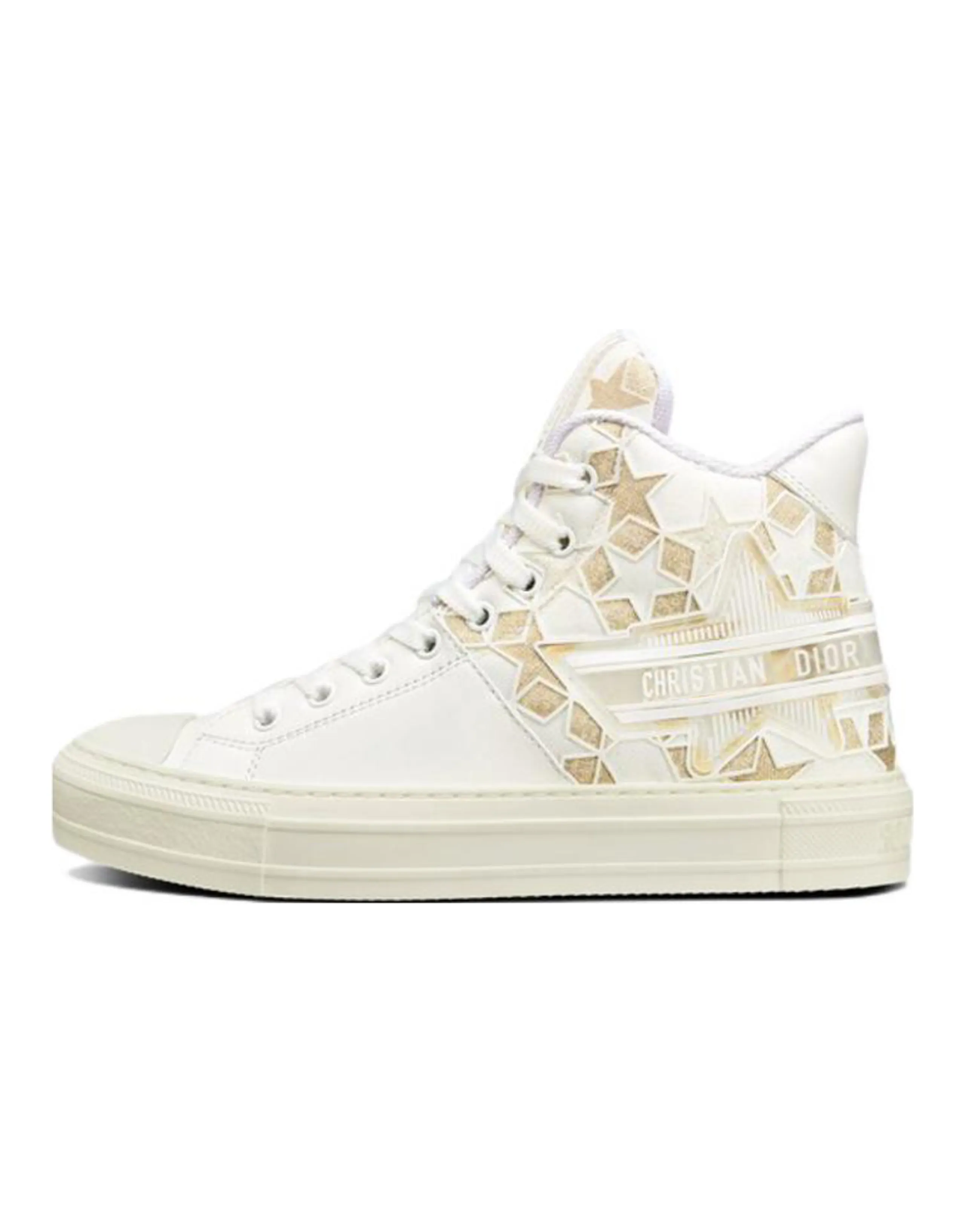 DIOR Walk'n'Dior Platform Shoes High-Top Stylish Skateboarding Shoes Women's Gold