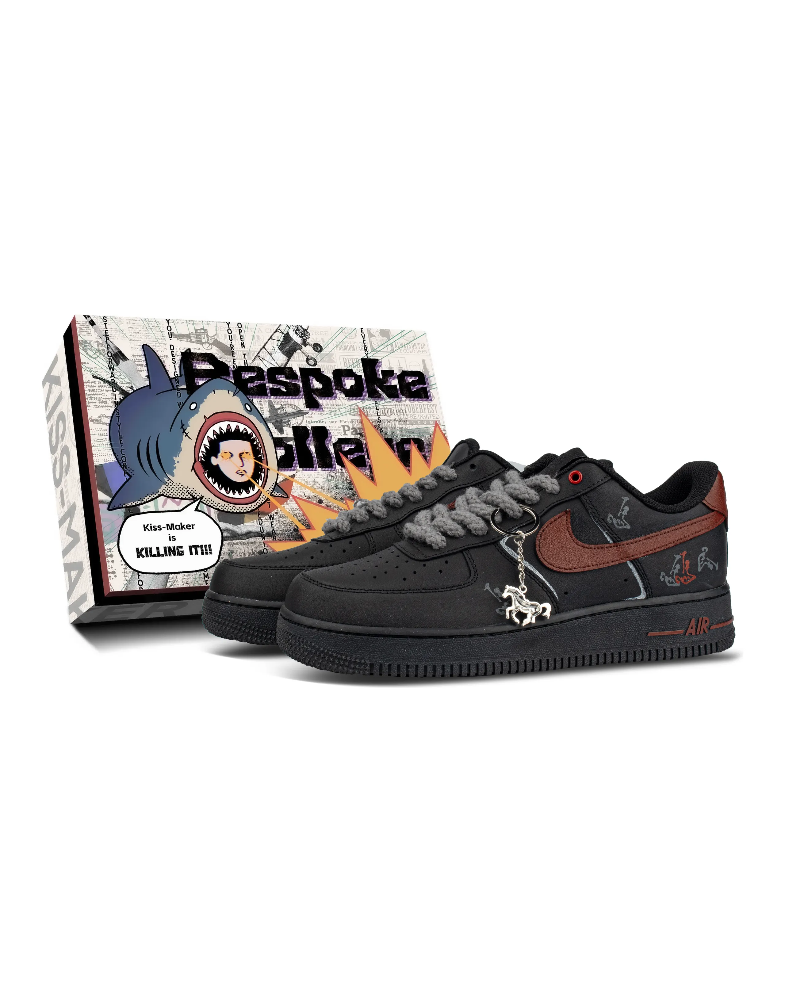 Nike Air Force 1 Custom Mid-Top Sneakers Unisex Black