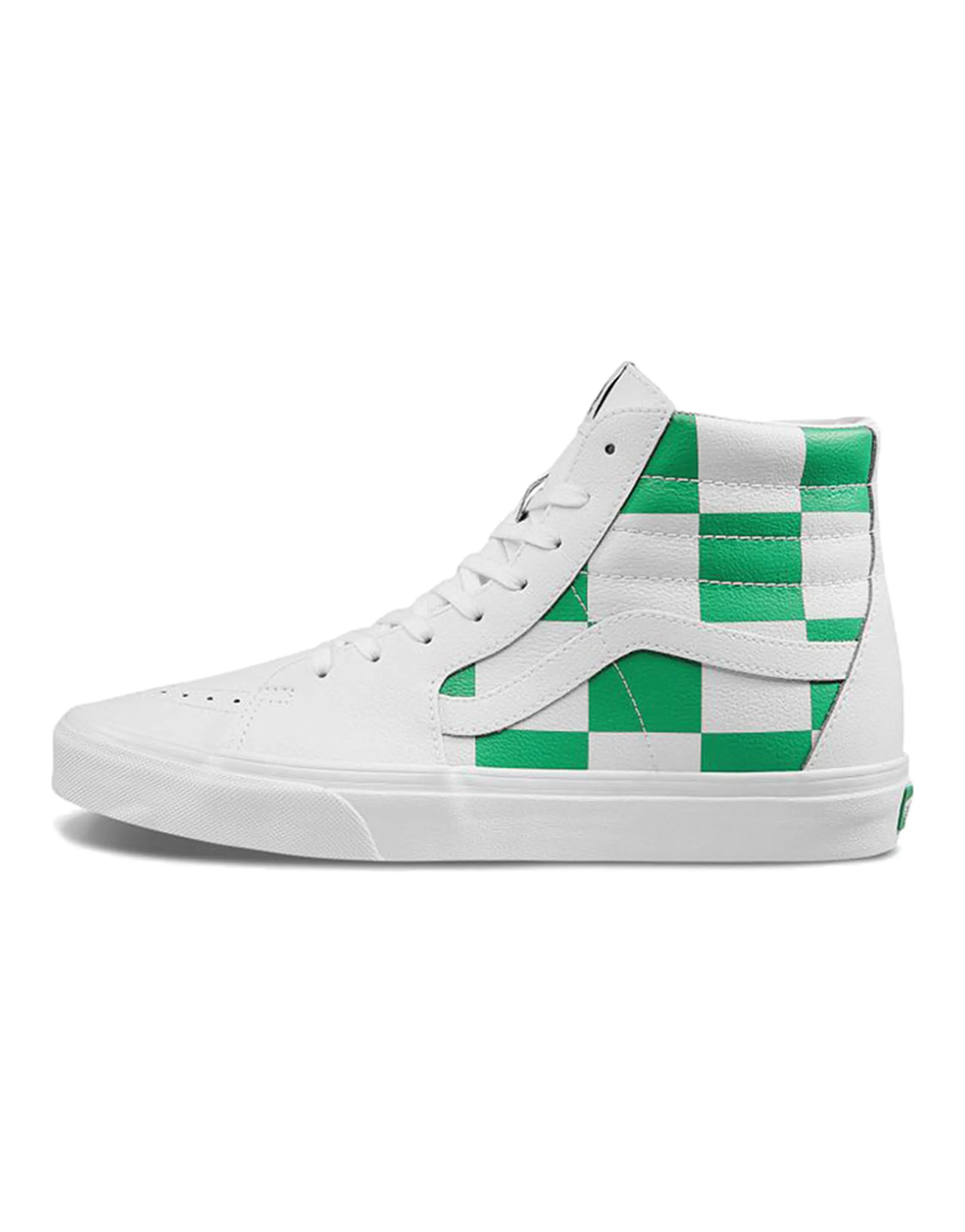 Sk8 Vans  Hi 'Leather Check   True White Fern Green'