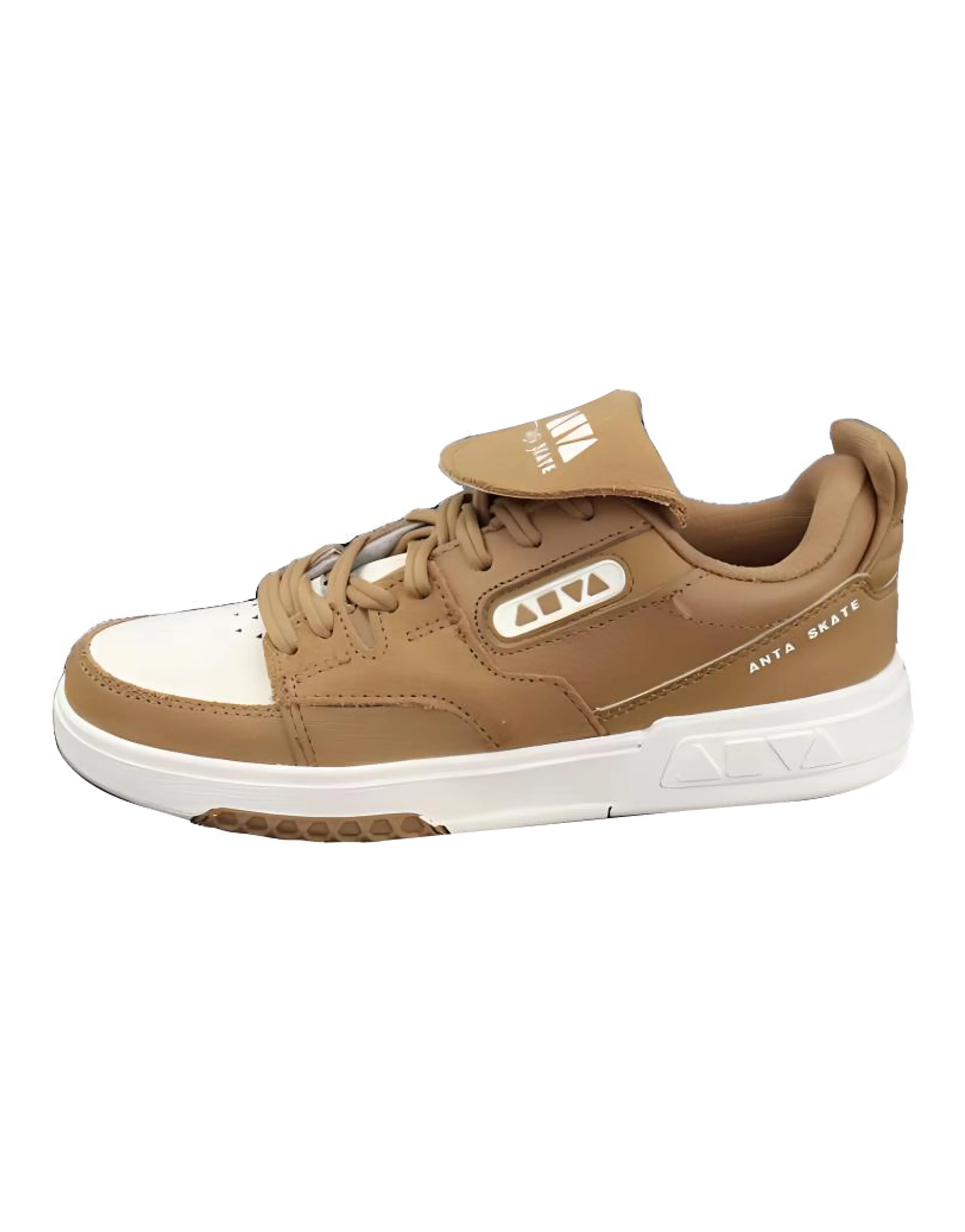 ANTA Skateboard Shoes Women's Low-Top Plaid Brown/Ivory White