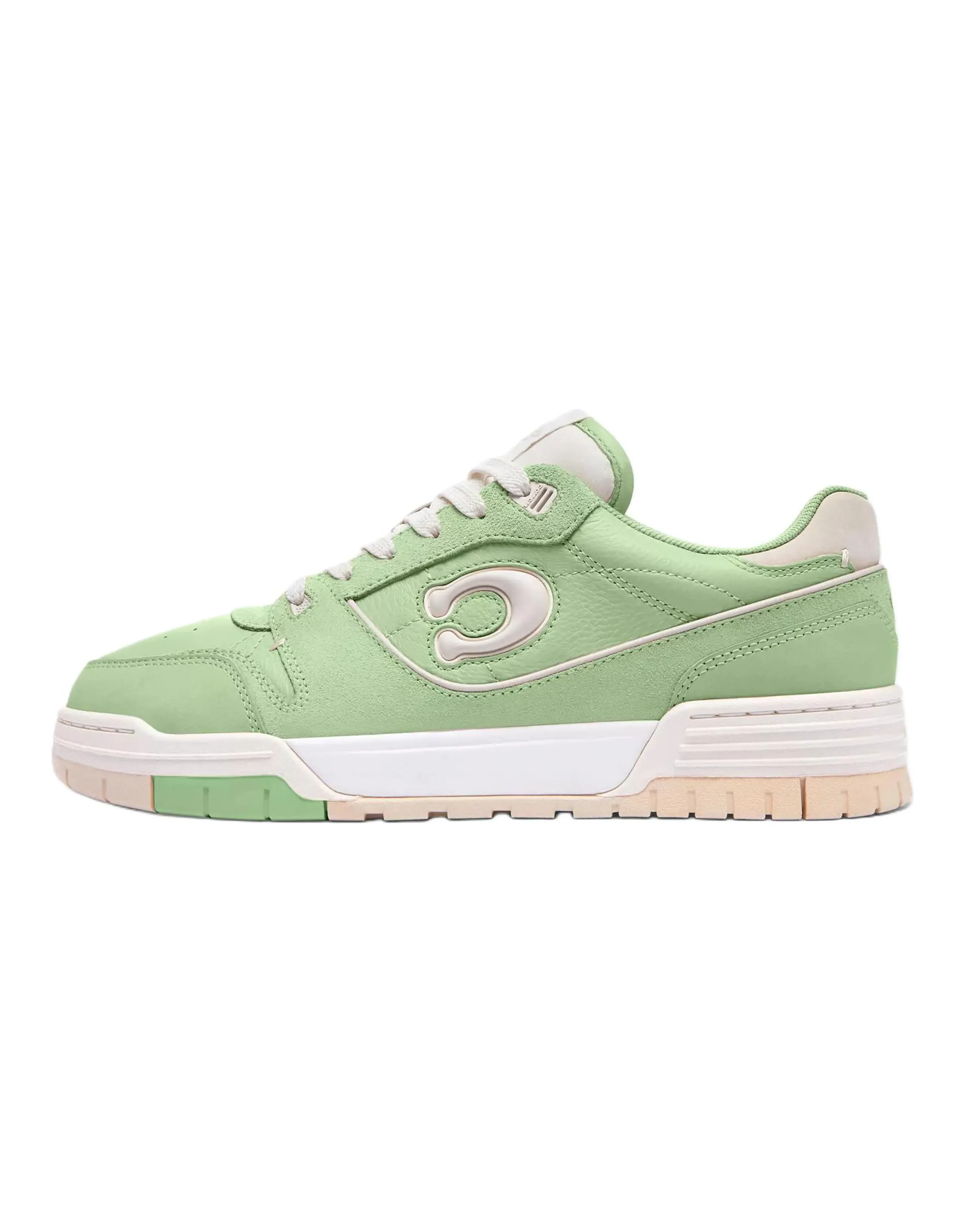 COACH Soho Leather Suede Round-Toe Lace-Up Low-Top Skate Shoes Women's Green