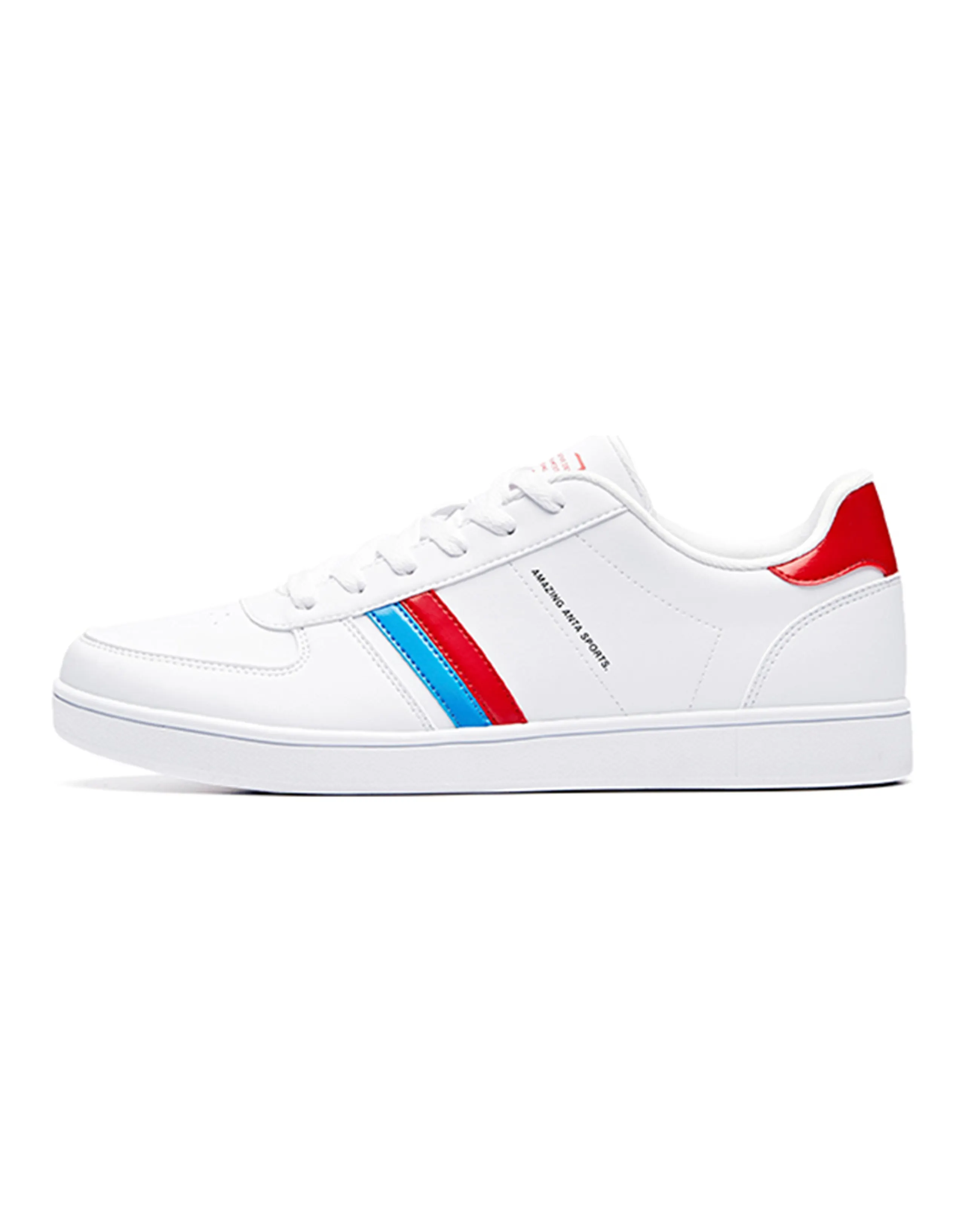Anta Comfort Casual Wear-Resistant Lightweight Low-Top Skate Shoes Men's White Red Blue