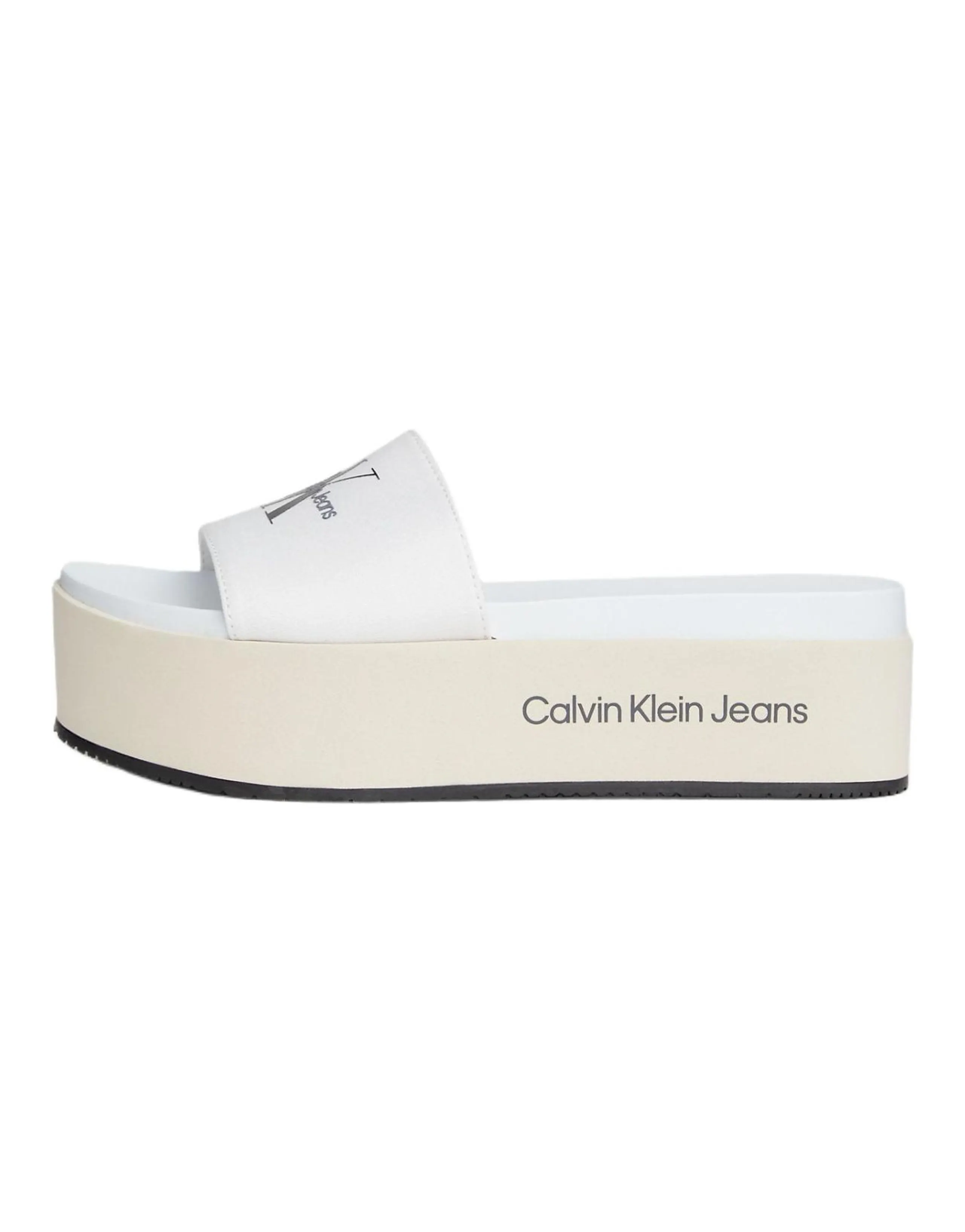 CKJ CALVIN KLEIN JEANS Slide Slippers 6cm Women's White