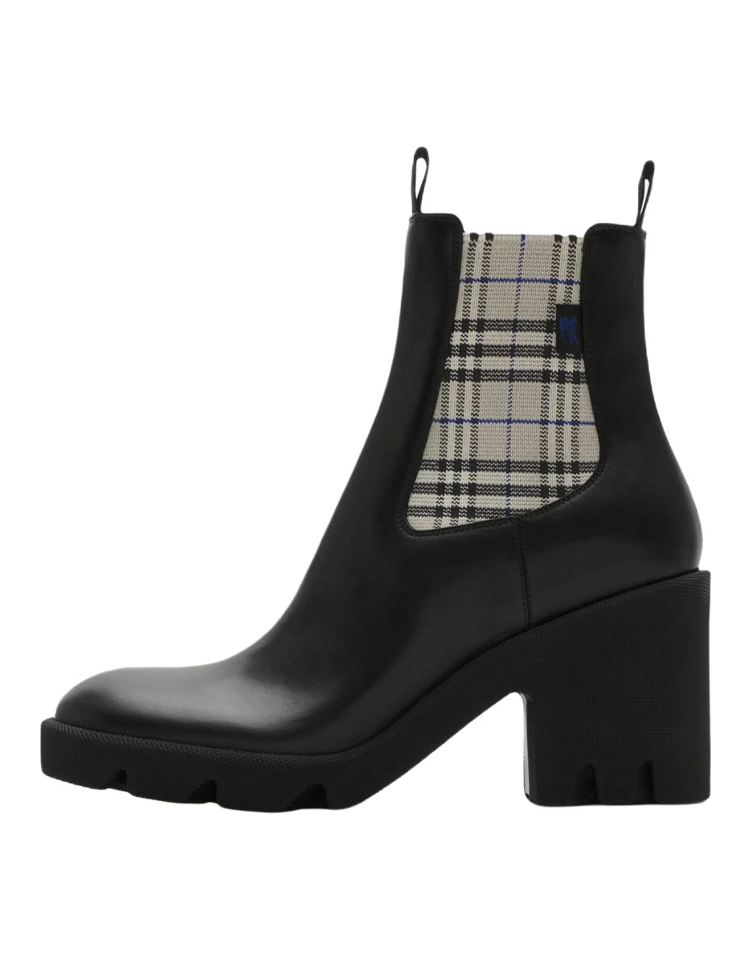 Burberry Stride Leather Round Toe Slip-On Short Chelsea Boots 8.5cm Women's Black