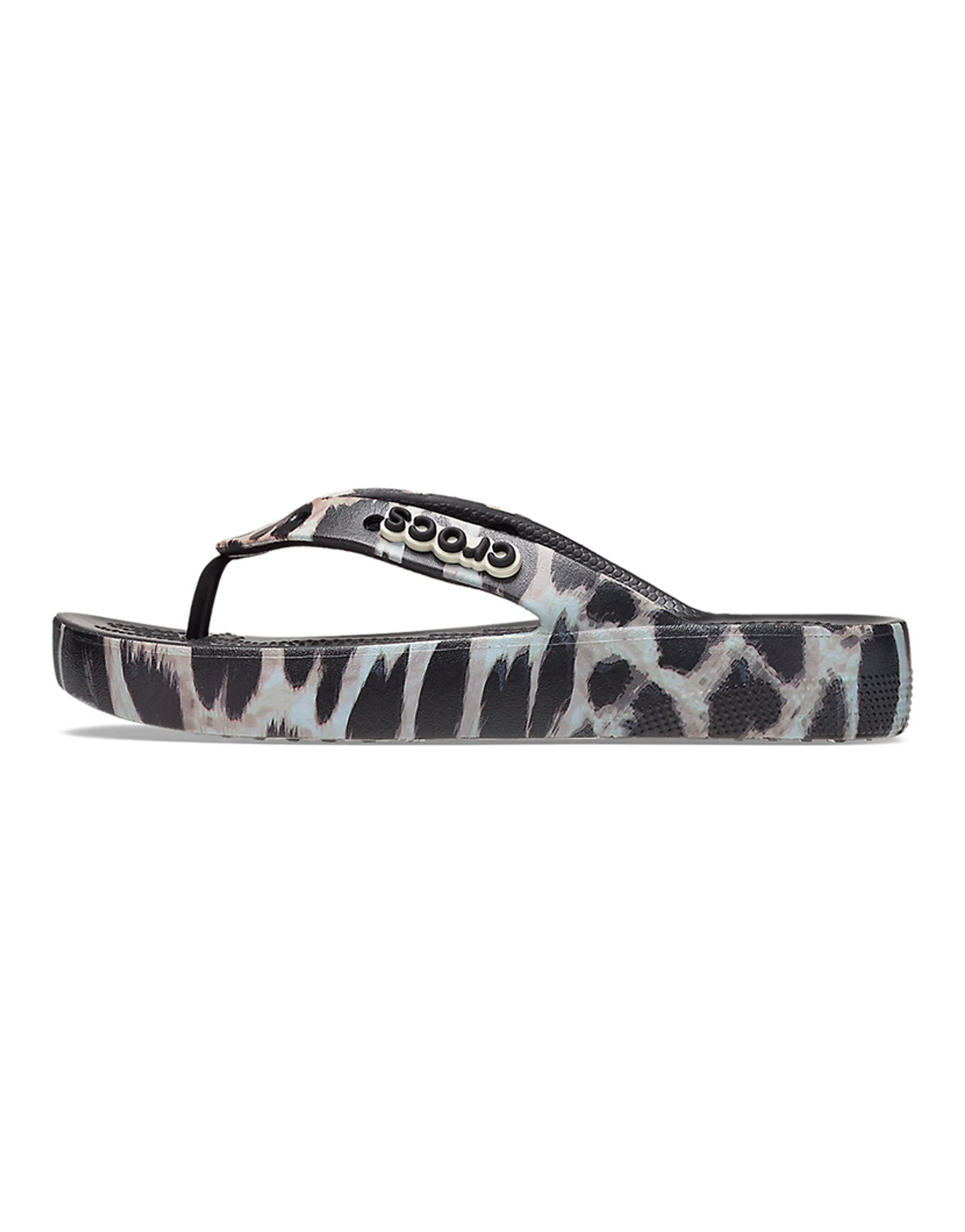 Crocs Classic Cloud Flip Flops Women's Black Leopard Print