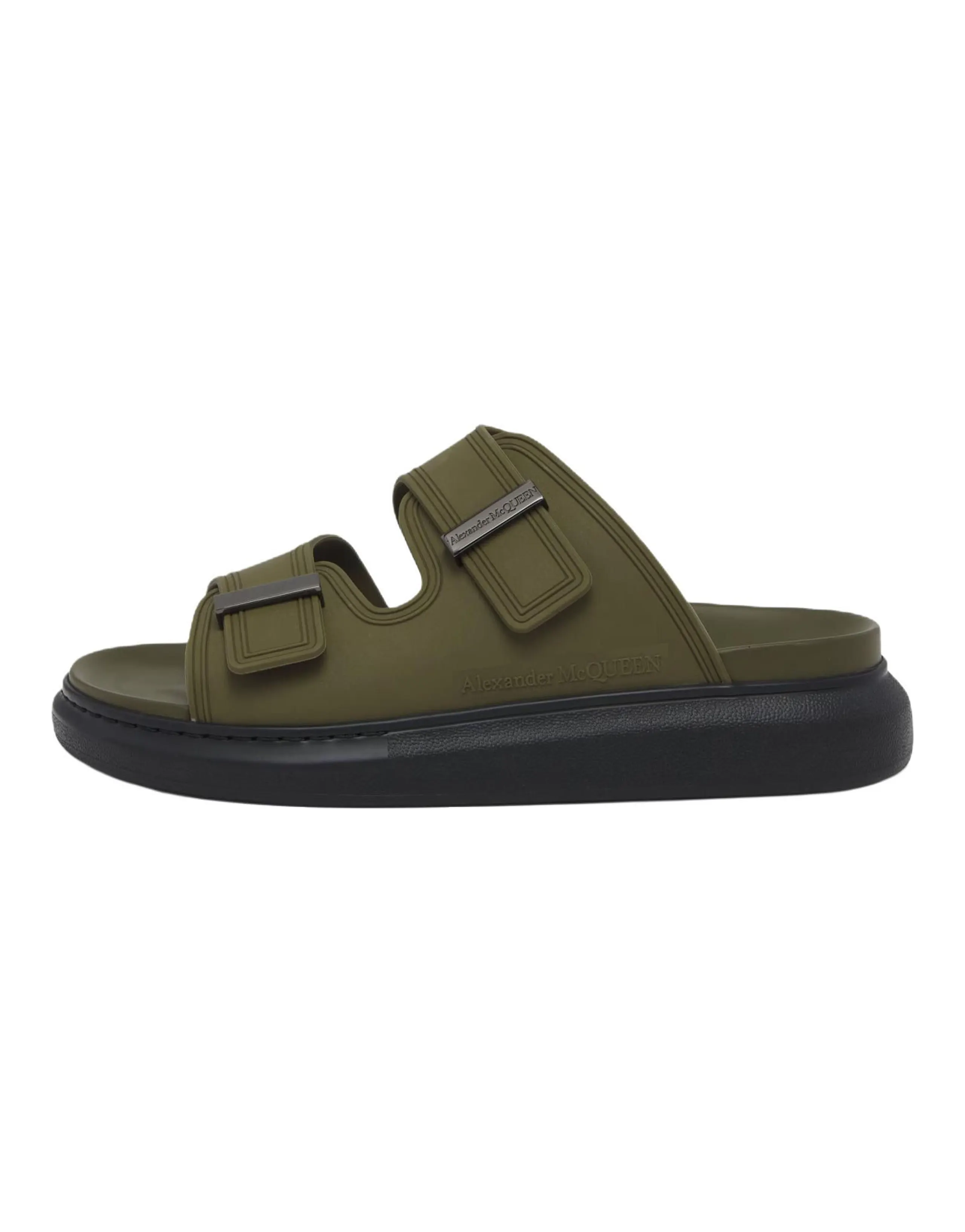 Alexander McQueen Hybrid Platform Slide Rubber Sole Flip Flops Men's Green