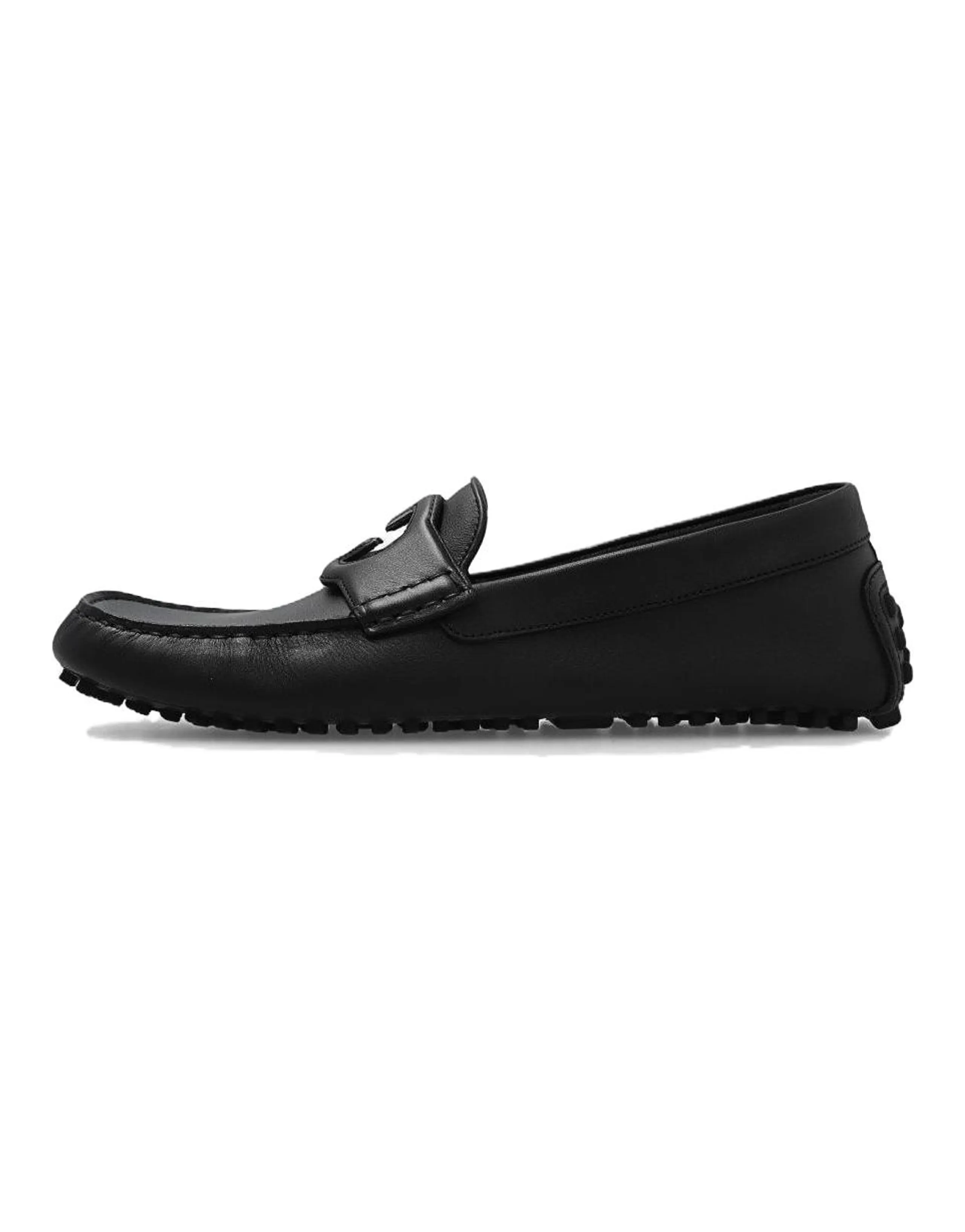 GUCCI Interlocking G-plaque Leather Loafers