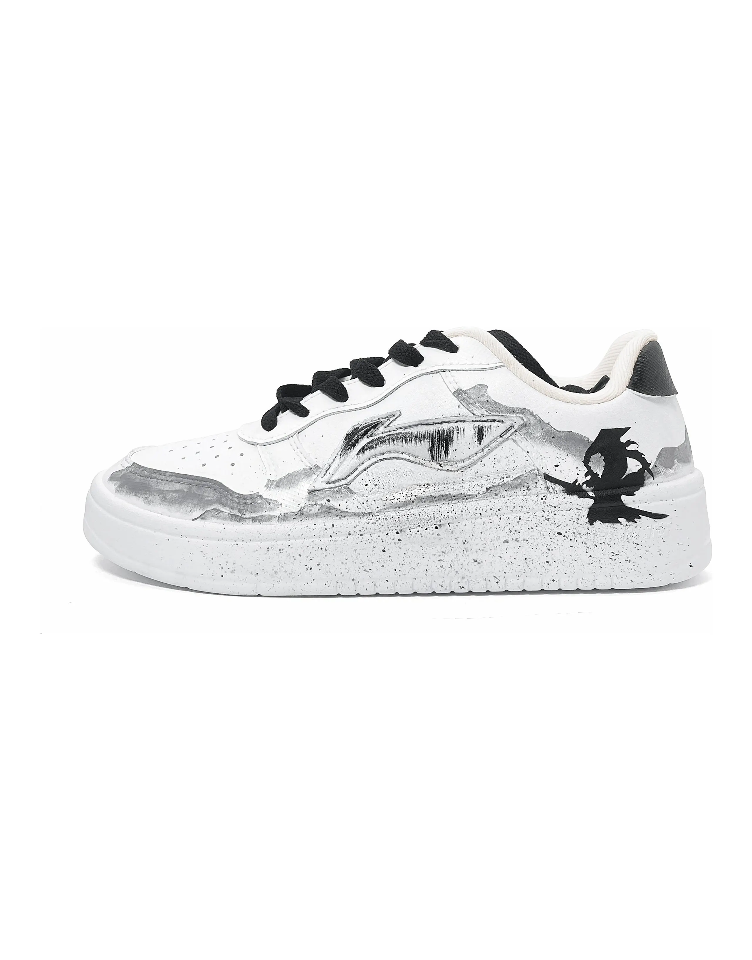 LiNing Pontoon Boats Cushioned Slip Resistant Abrasion Resistant Low Top Skateboard Shoes Unisex White Black