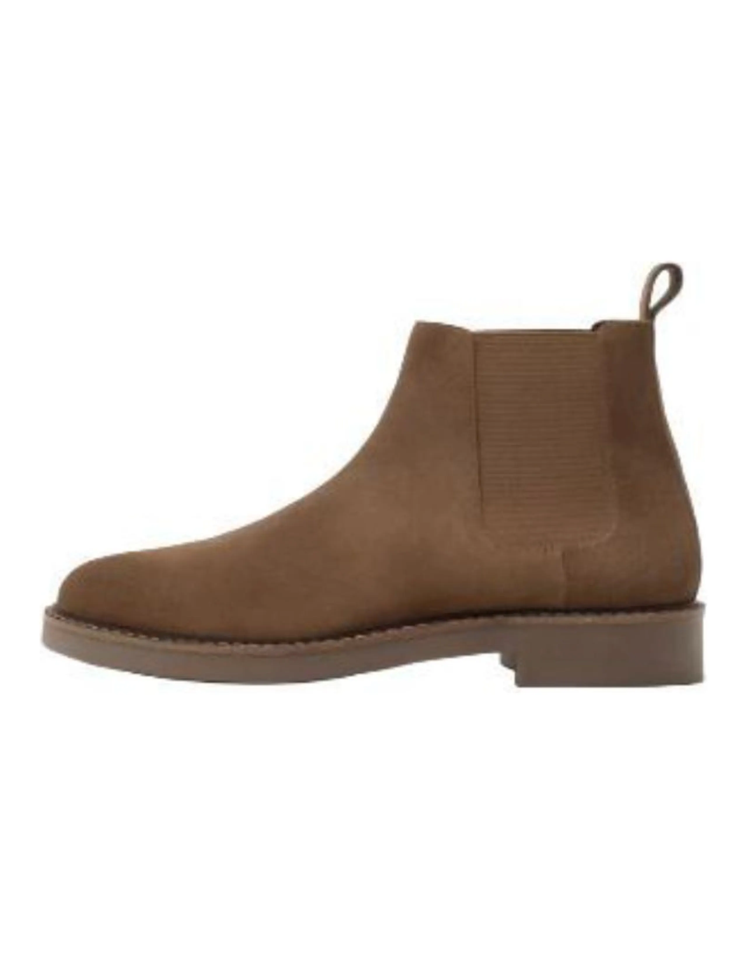 ZARA Cowhide Leather Round Toe Slip-On Retro Low Top Short Chelsea Boots Men's Brown