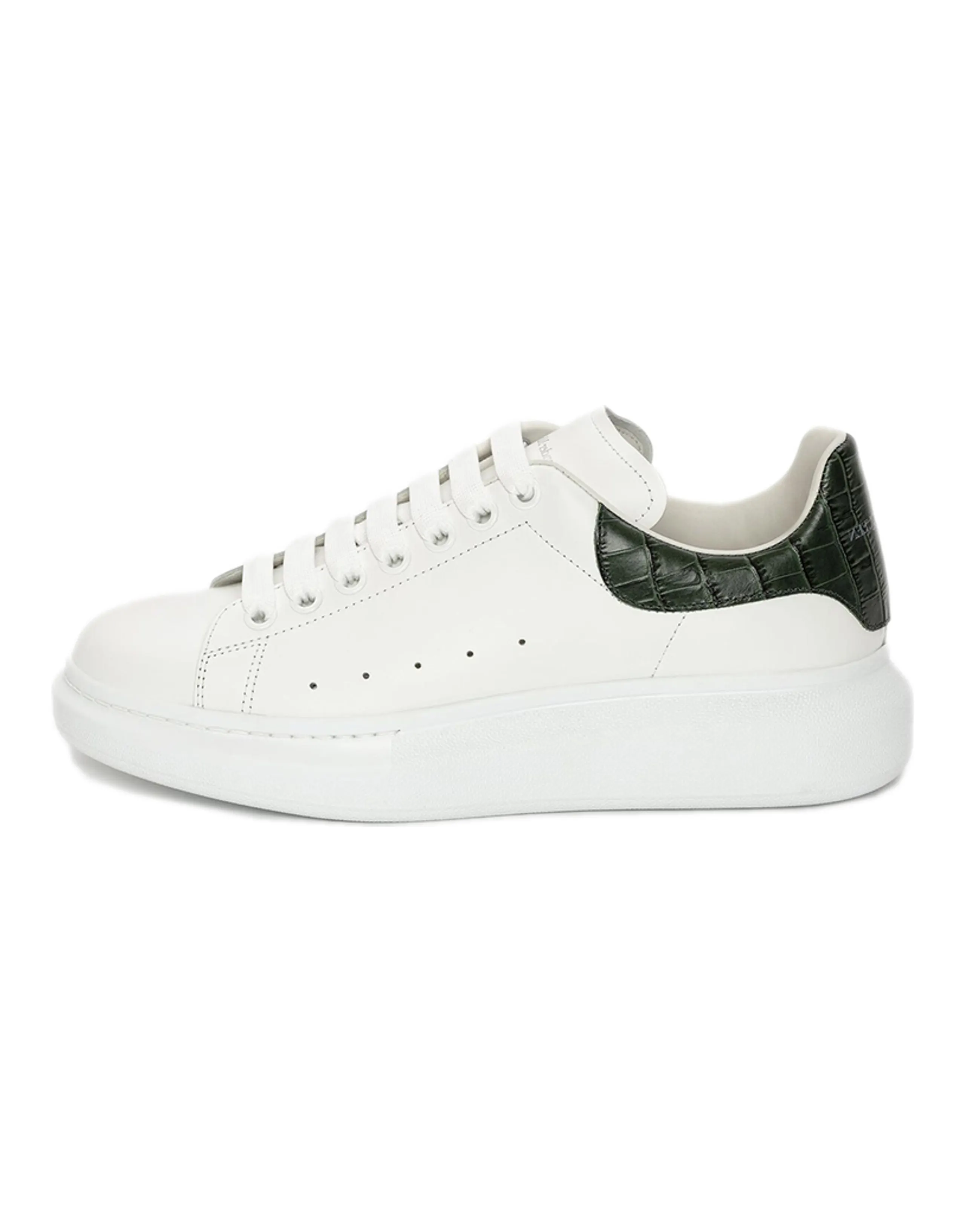 Alexander McQueen Oversized White Forest Green Embossed Croco