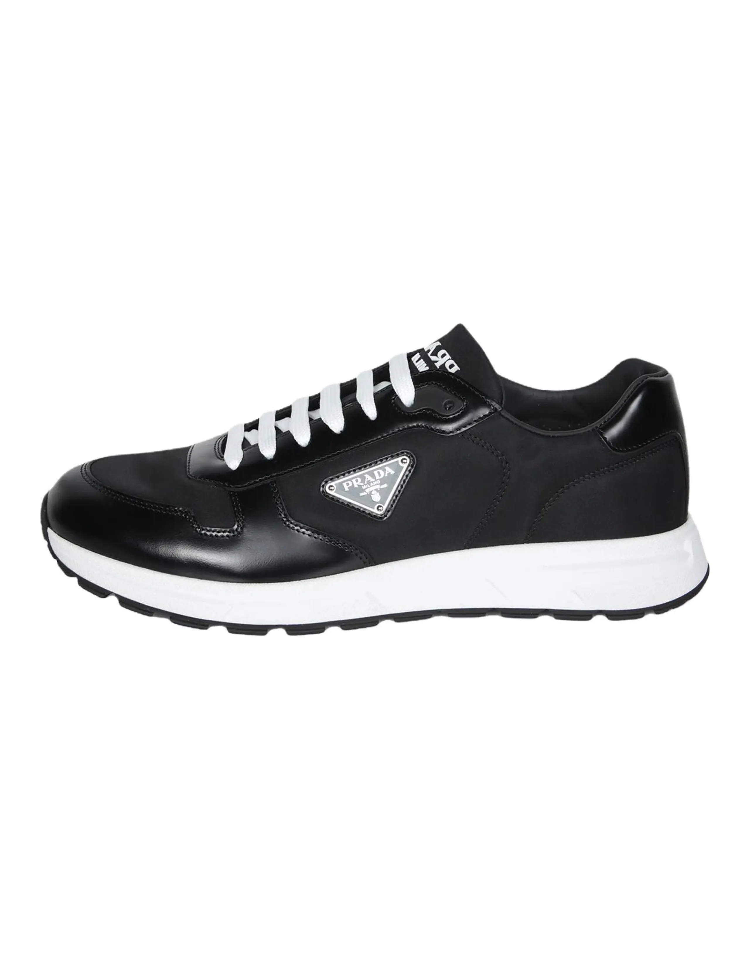 PRADA Leather Platform Lace-Up Low-Top Casual Shoes Men's Black