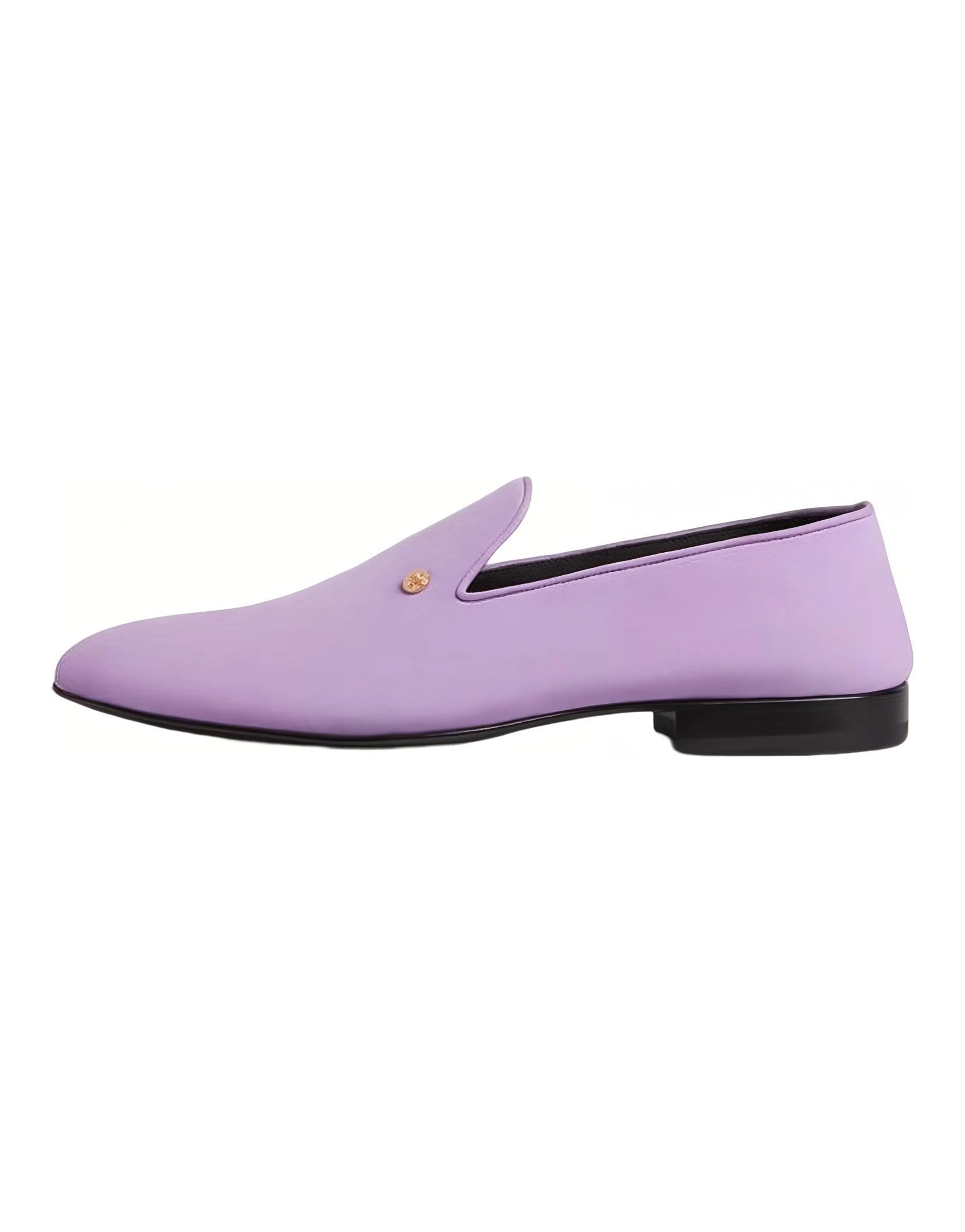 Versace Leather Round-Toe Slip-On Loafers Men's Lavender Purple