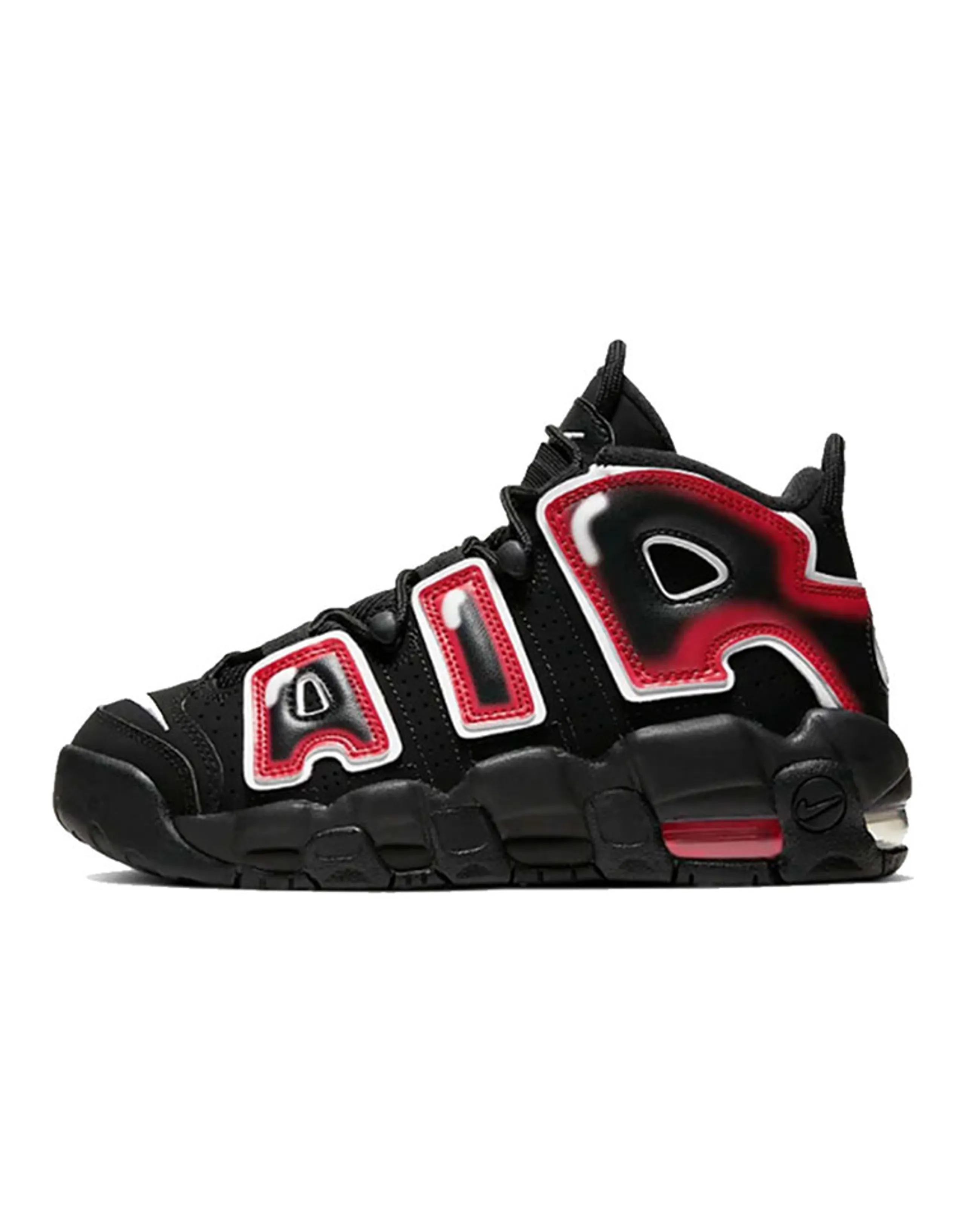 Nike Air More Uptempo Black White Laser Crimson GS