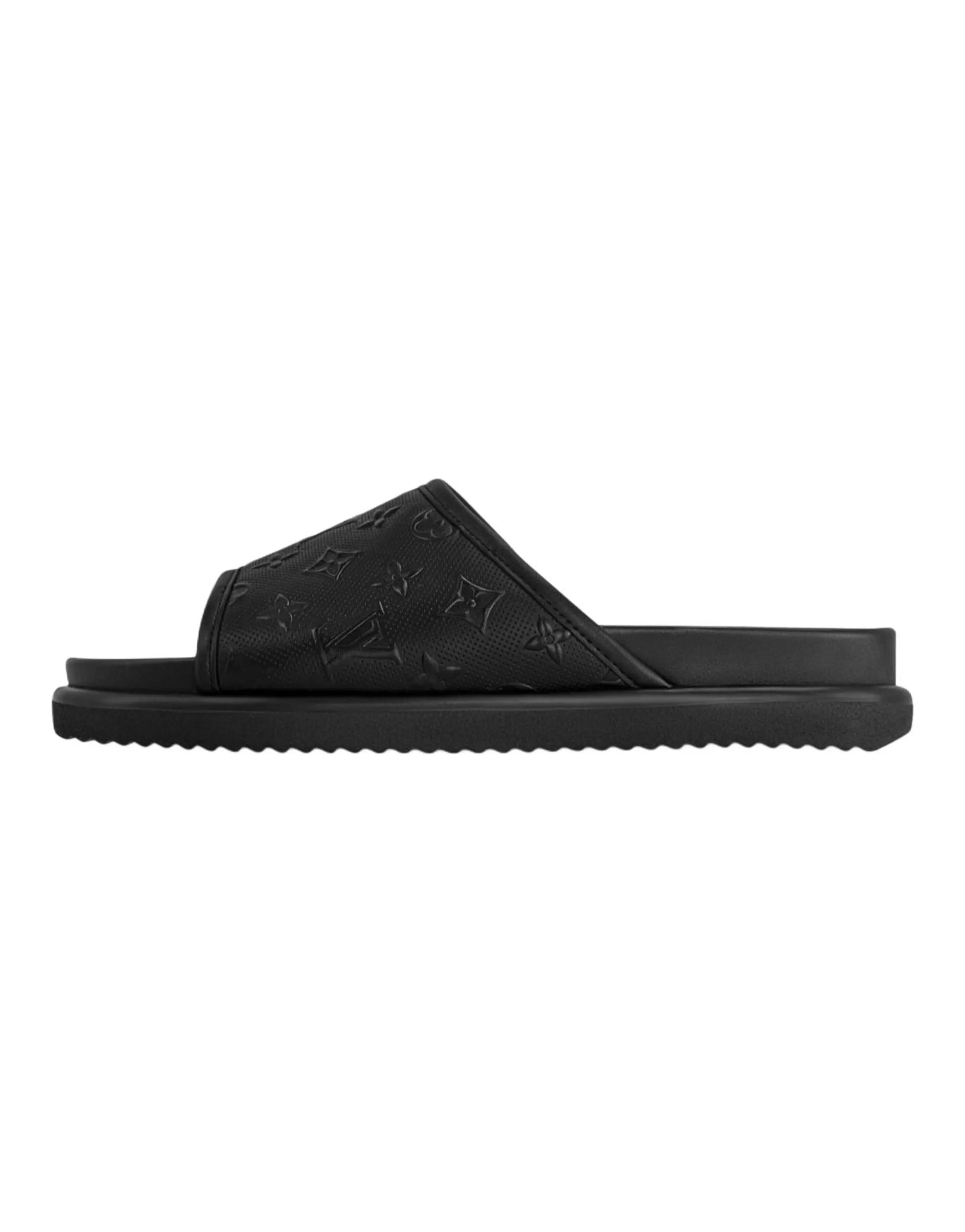 LOUIS VUITTON Miami Round-Toe Open-Toe Flat Slip-Resistant Flip-Flops Men's Black