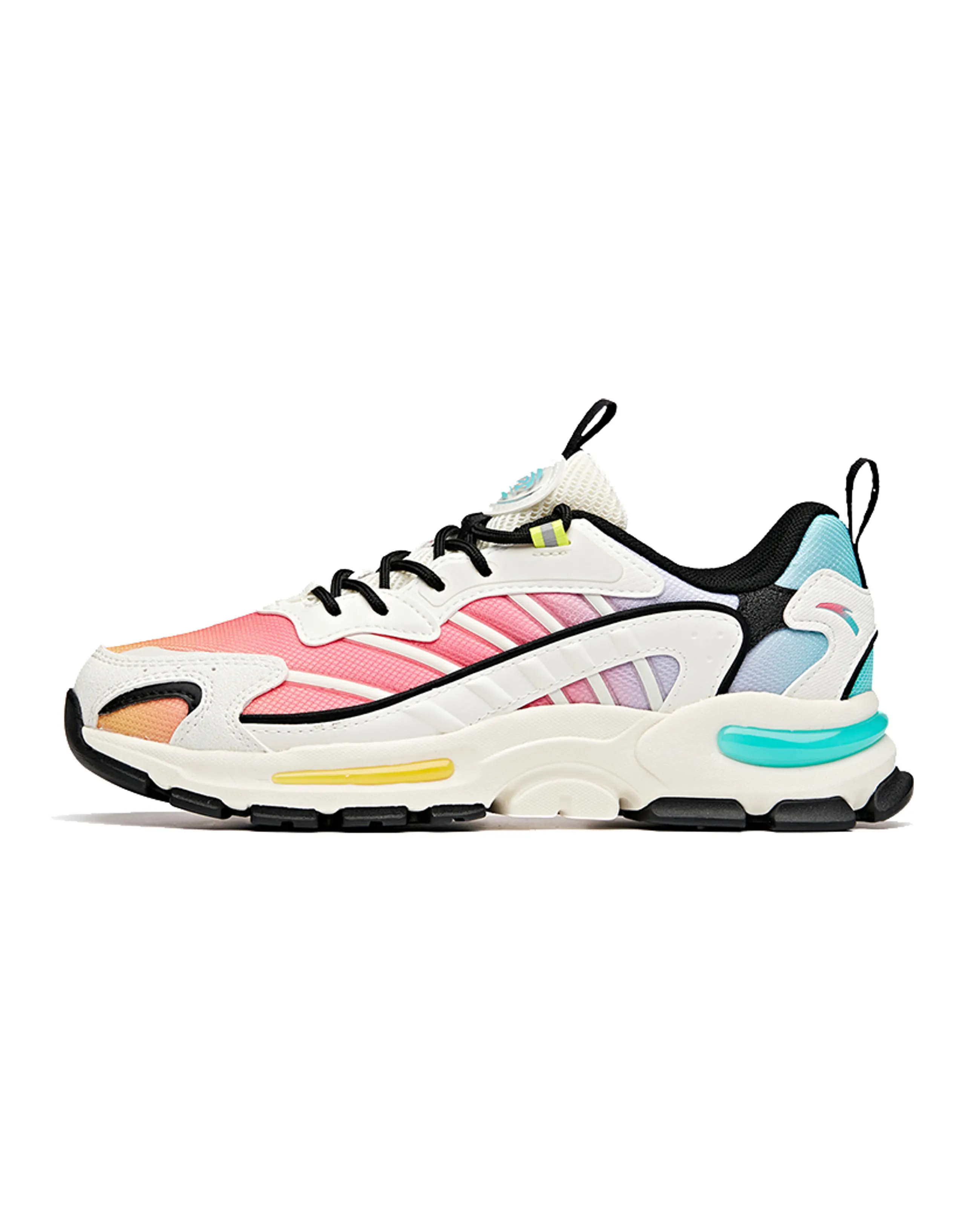 ANTA Life Collection Casual Shoes Women's Low-Top Ivory White Black/Fluorescent Aqua Green
