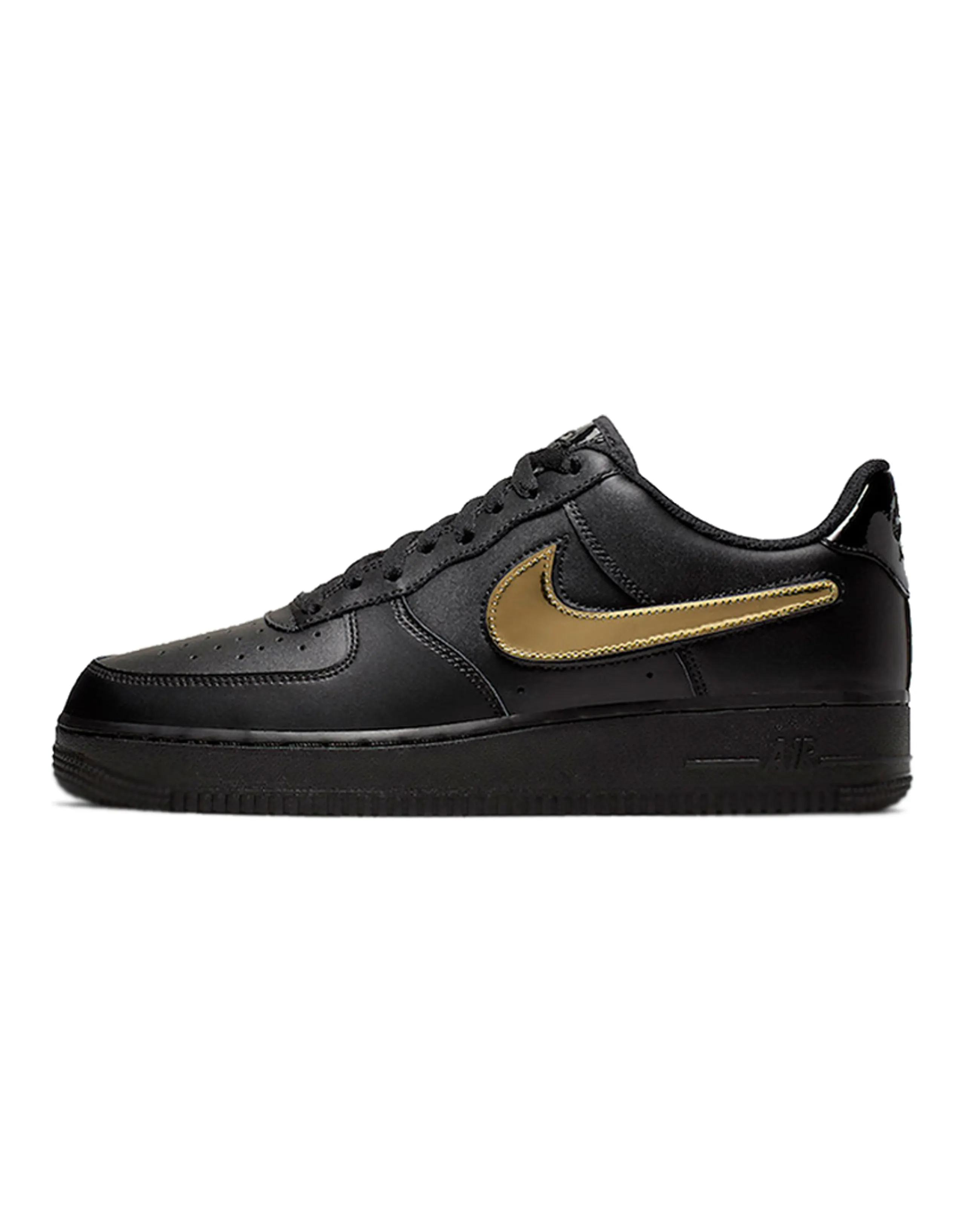 Nike Air Force 1 Black Metallic Gold Removable Swoosh Pack